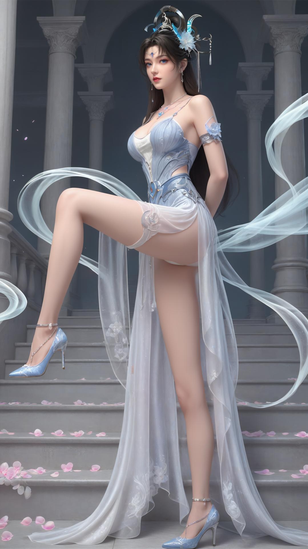 AI Generated Anime Girl - Perfect World Yaoyue Princess Black Stockings Indoor Boudoir Gallery Vol. 2 250P