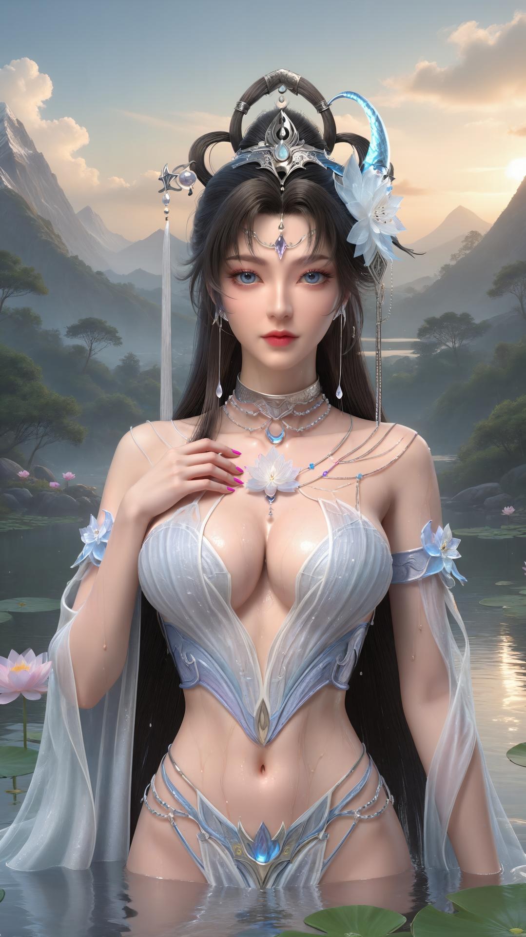 AI Generated Anime Girl - Perfect World Yaoyue Princess Black Stockings Indoor Boudoir Gallery Vol. 2 250P