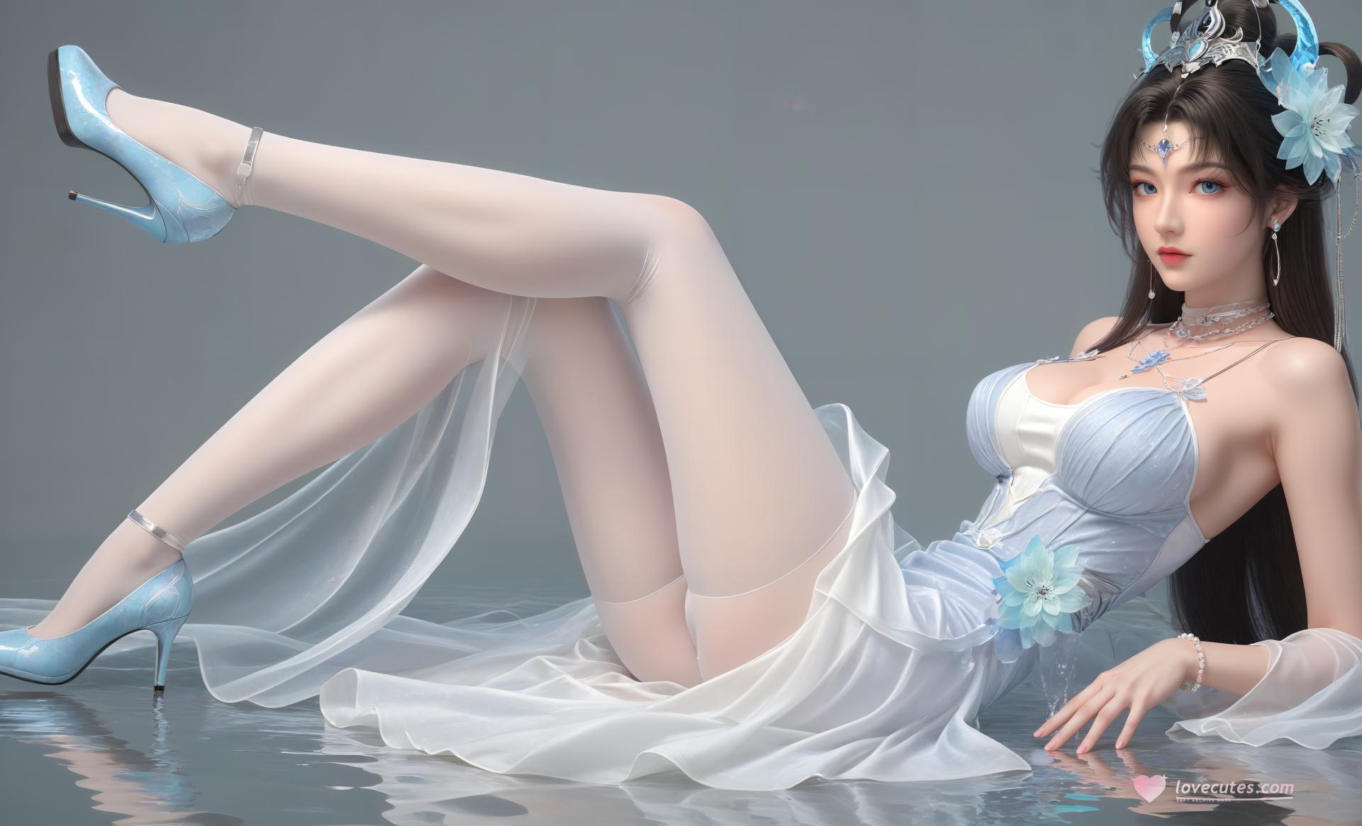 AI Generated Anime Girl - 完美世界 邀月公主：黑絲高跟室內私房下篇 250P