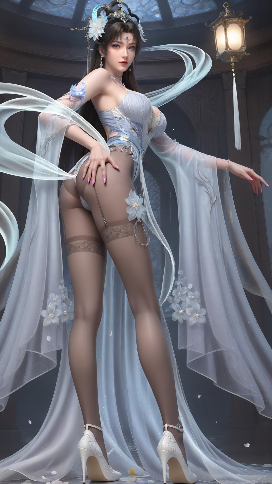 AI Generated Anime Girl - 완미세계 요청공주 블랙 스타킹 실내 부두아르 갤러리 하편 250P