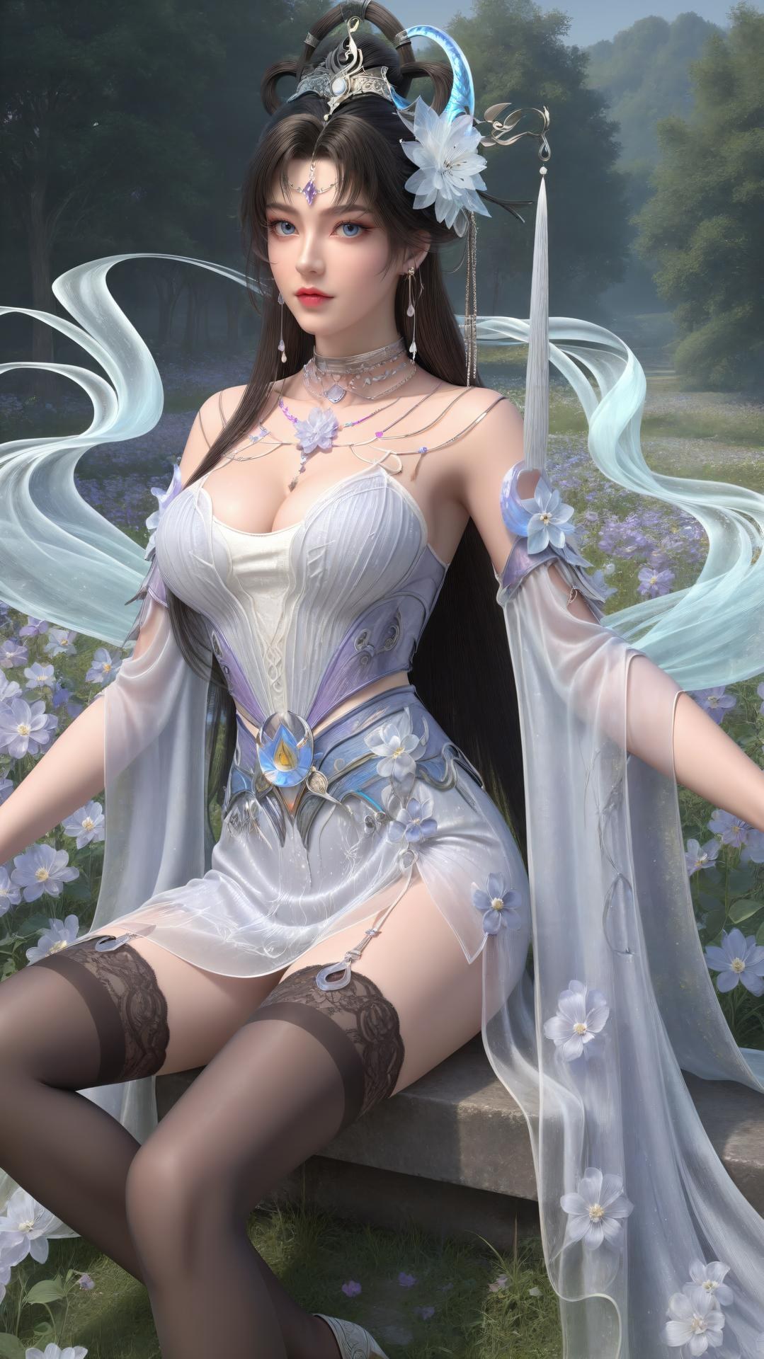 AI Generated Anime Girl - เจ้าหญิงเยวี่ยเยว่ Perfect World ถุงน่องดำฉากในห้องส่วนตัว ตอนท้าย 250P