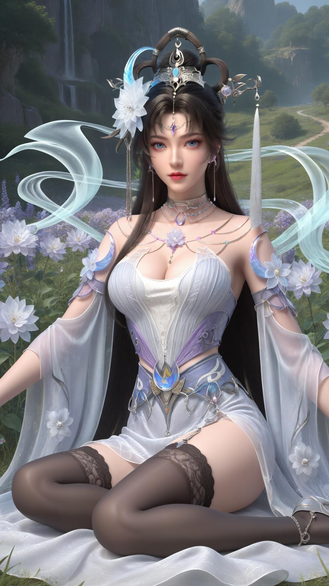 AI Generated Anime Girl - เจ้าหญิงเยวี่ยเยว่ Perfect World ถุงน่องดำฉากในห้องส่วนตัว ตอนท้าย 250P