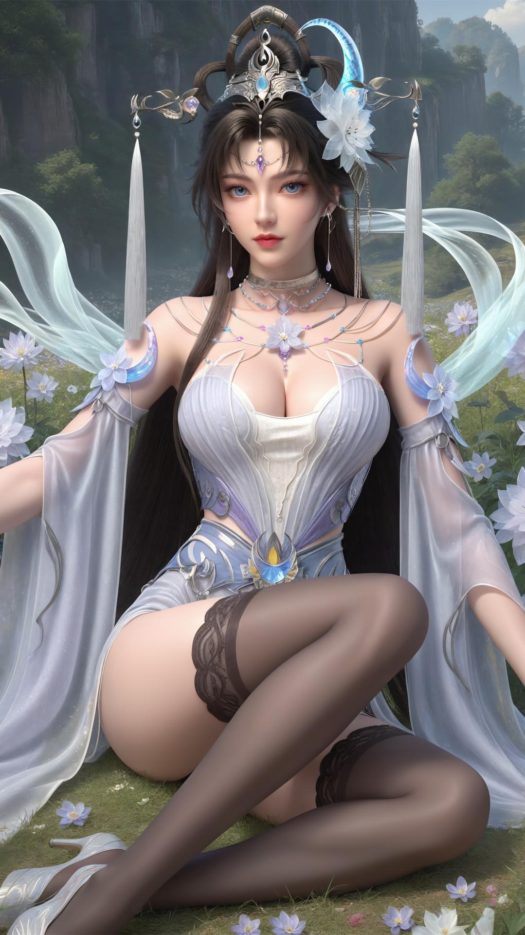 AI Generated Anime Girl - เจ้าหญิงเยวี่ยเยว่ Perfect World ถุงน่องดำฉากในห้องส่วนตัว ตอนท้าย 250P