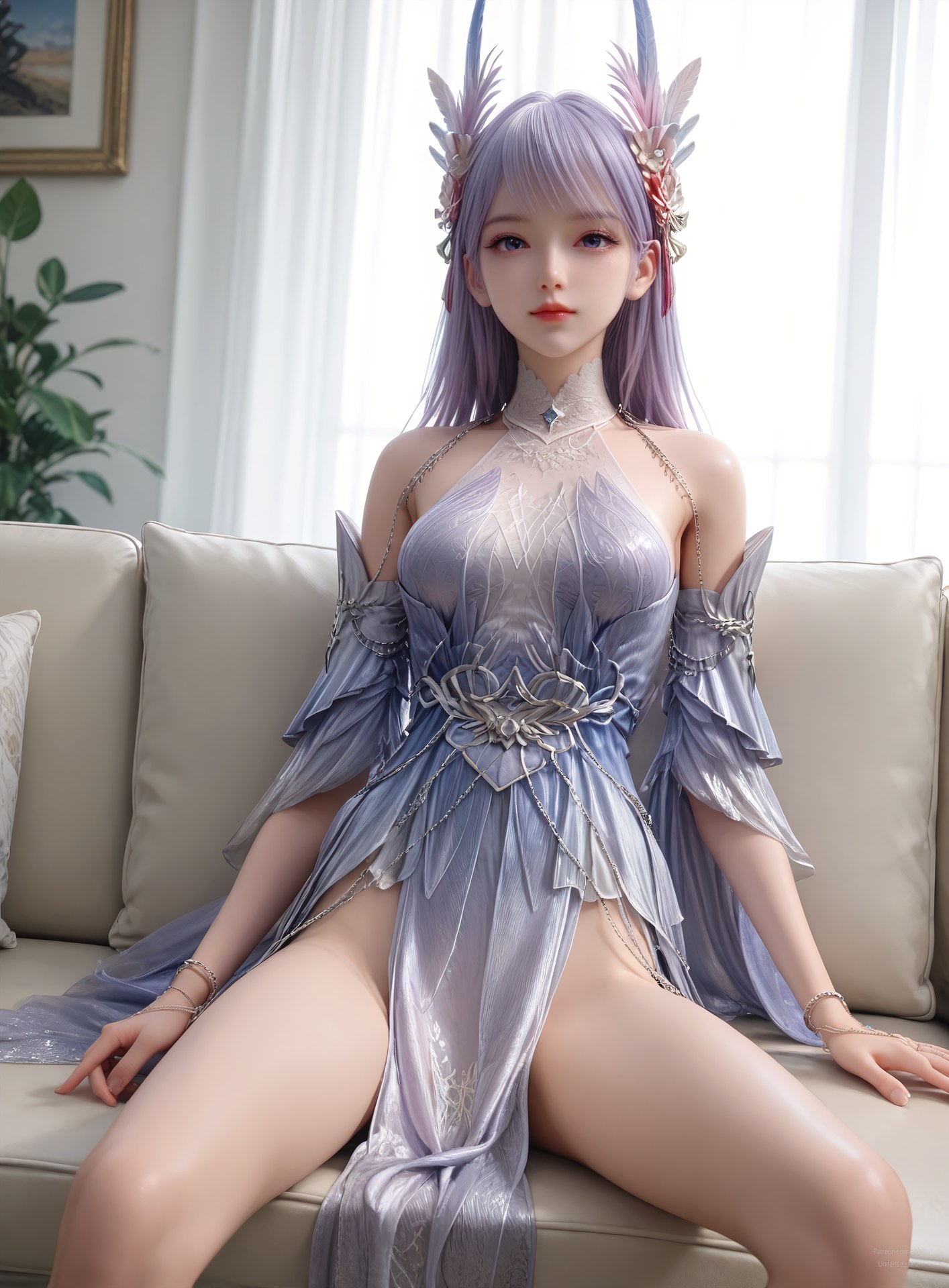 AI Nudes - 課金プレイヤー 林紫玥 紫髪仙女ドレスAIヌード画像集 105P