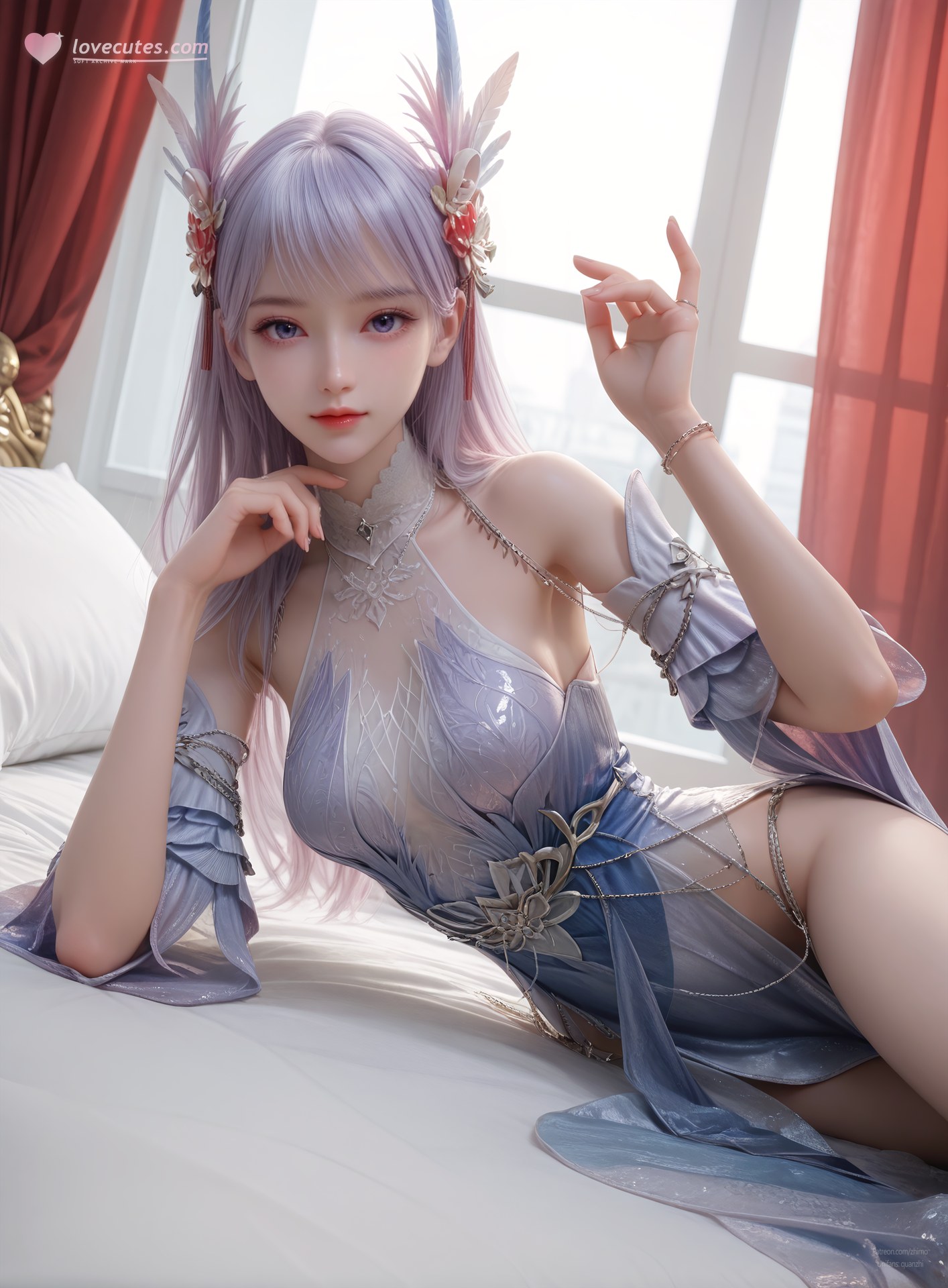 AI Nudes - 課金プレイヤー 林紫玥 紫髪仙女ドレスAIヌード画像集 105P