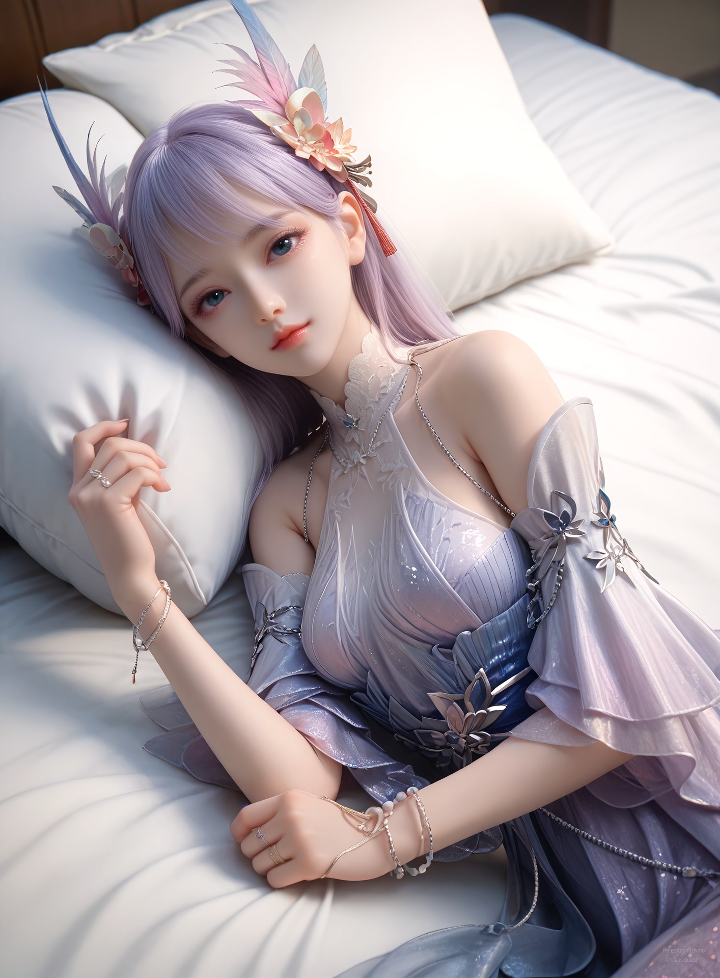 AI Nudes - 課金プレイヤー 林紫玥 紫髪仙女ドレスAIヌード画像集 105P