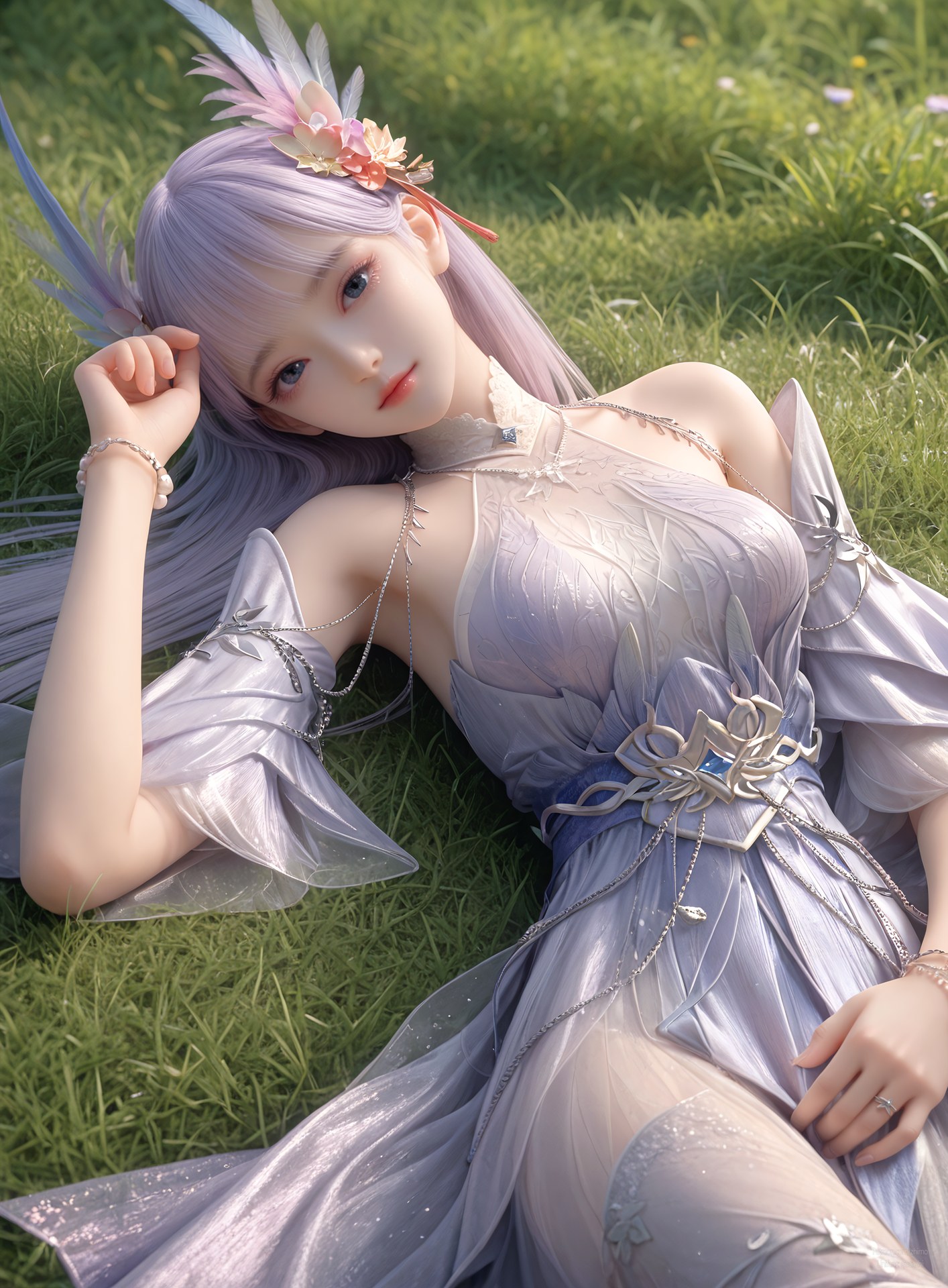 AI Nudes - 課金プレイヤー 林紫玥 紫髪仙女ドレスAIヌード画像集 105P
