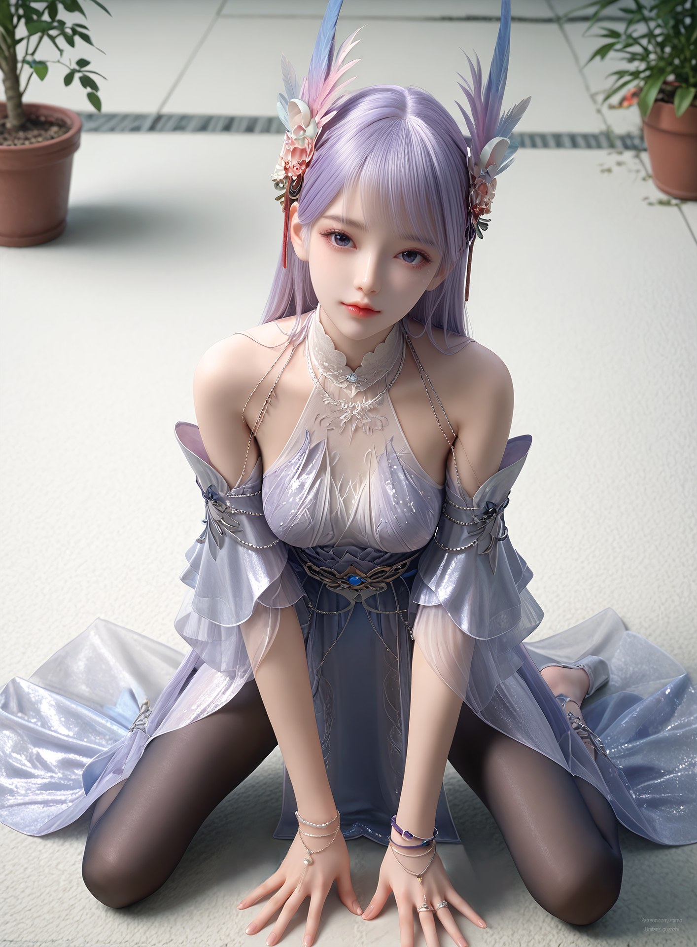 AI Nudes - 課金プレイヤー 林紫玥 紫髪仙女ドレスAIヌード画像集 105P