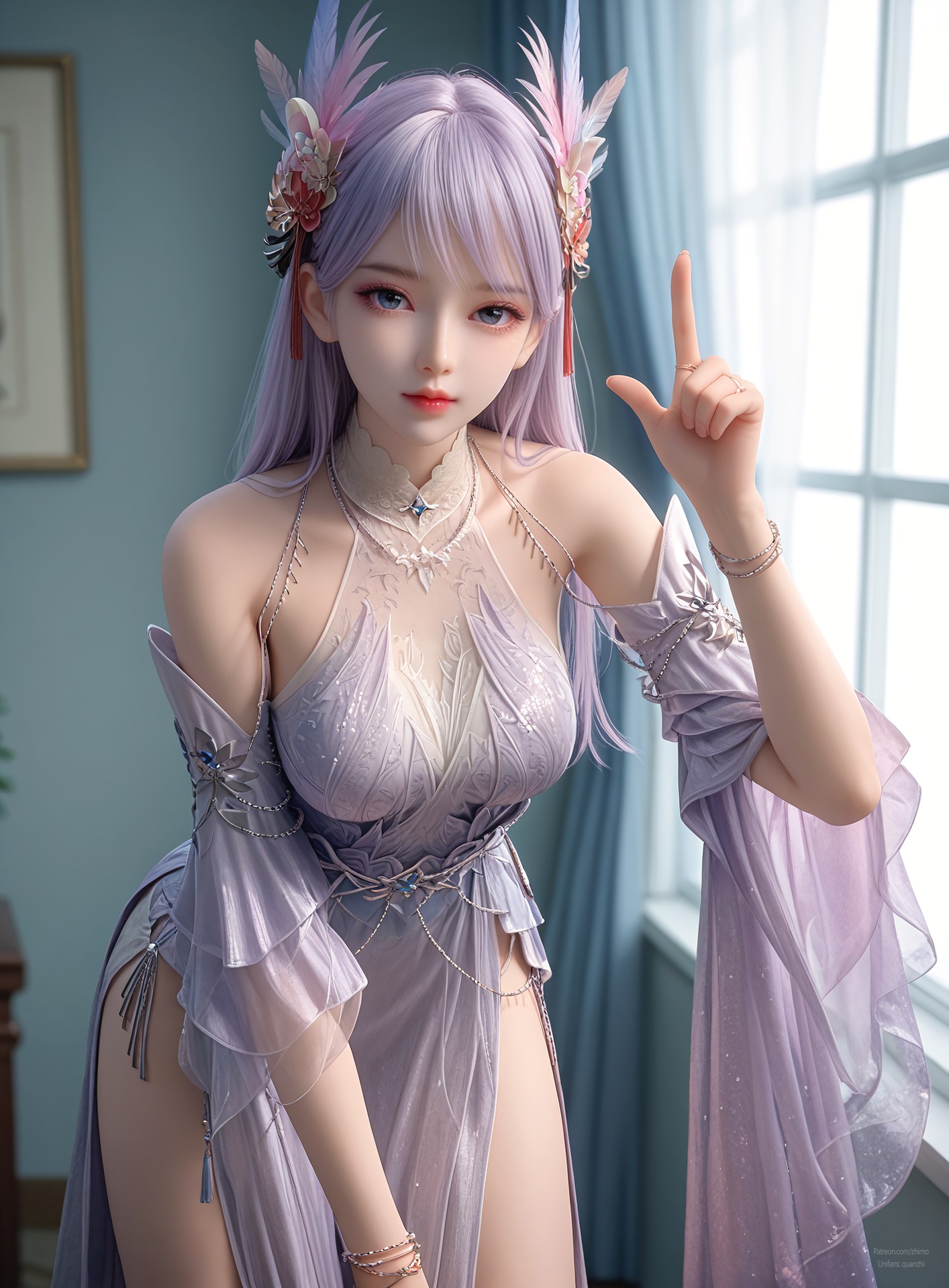 AI Nudes - 課金プレイヤー 林紫玥 紫髪仙女ドレスAIヌード画像集 105P