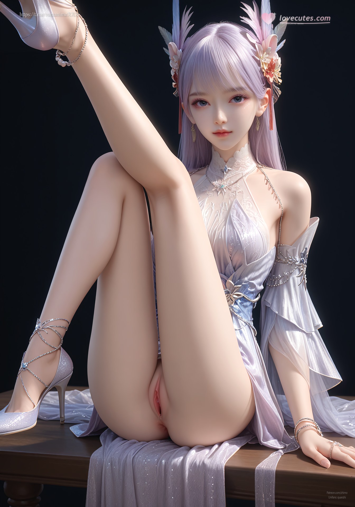 AI Nudes - 課金プレイヤー 林紫玥 紫髪仙女ドレスAIヌード画像集 105P