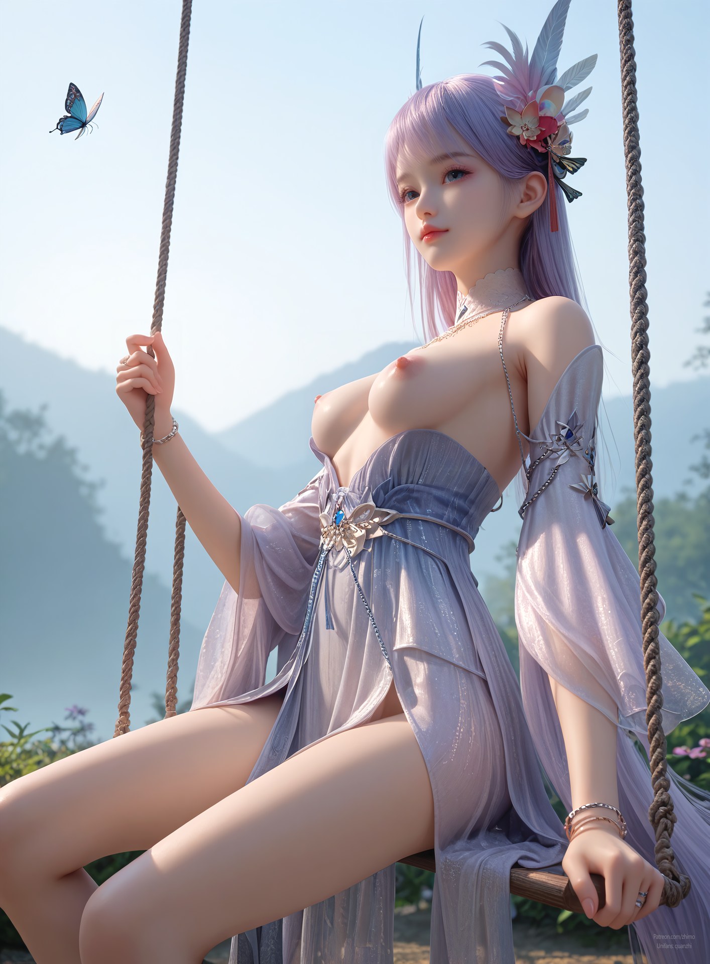 AI Nudes - 課金プレイヤー 林紫玥 紫髪仙女ドレスAIヌード画像集 105P