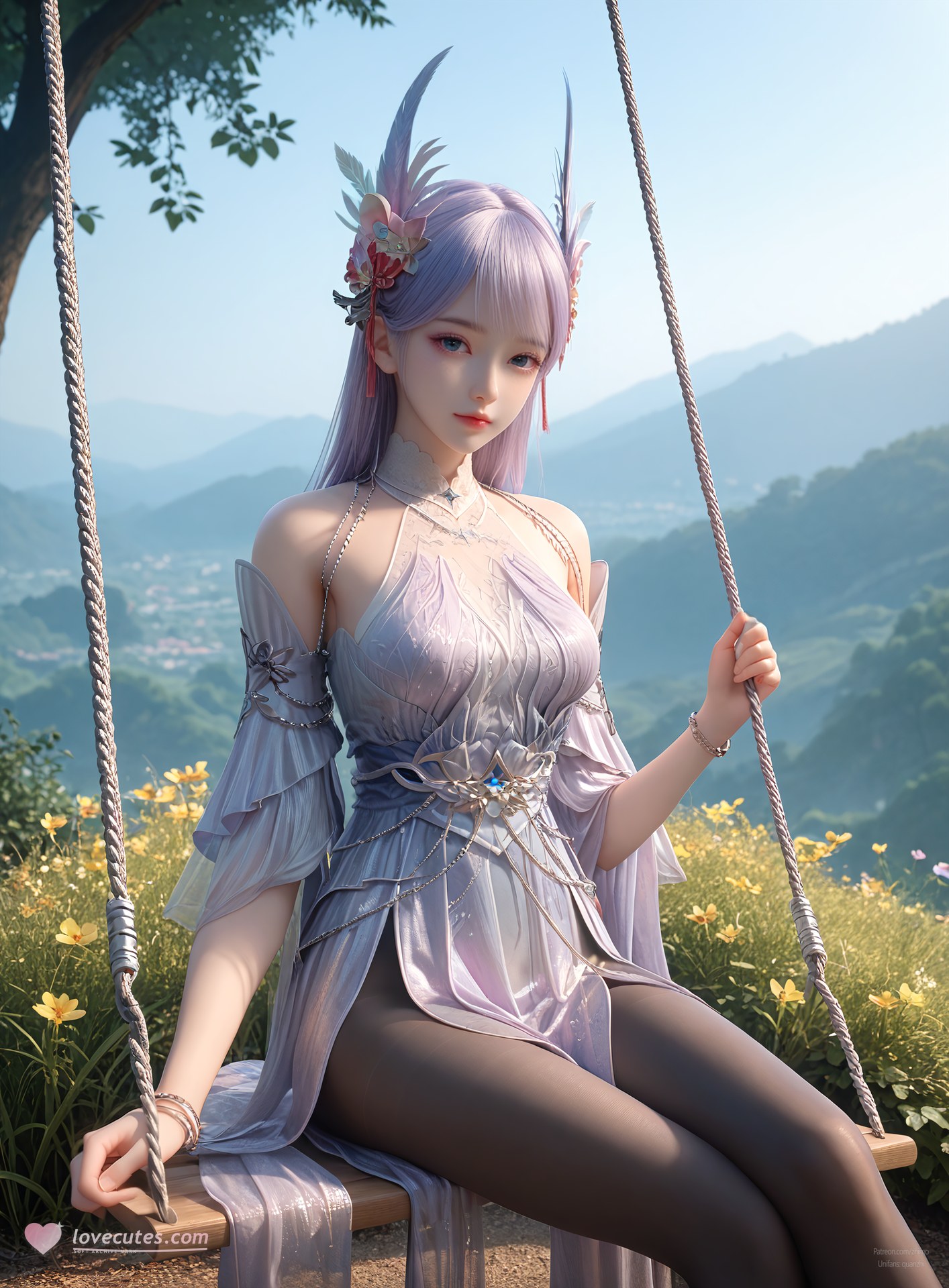 AI Nudes - 課金プレイヤー 林紫玥 紫髪仙女ドレスAIヌード画像集 105P