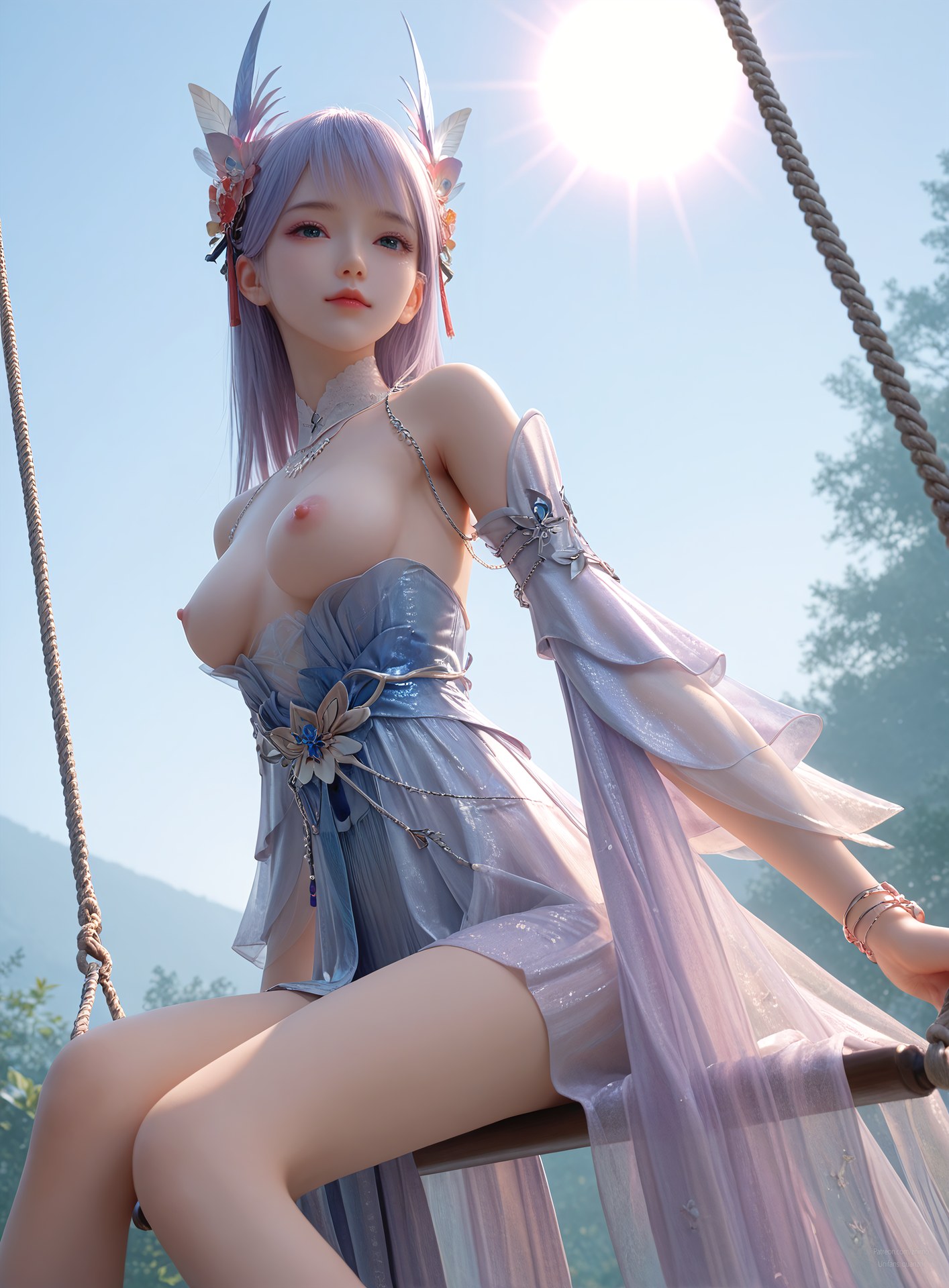 AI Nudes - 課金プレイヤー 林紫玥 紫髪仙女ドレスAIヌード画像集 105P