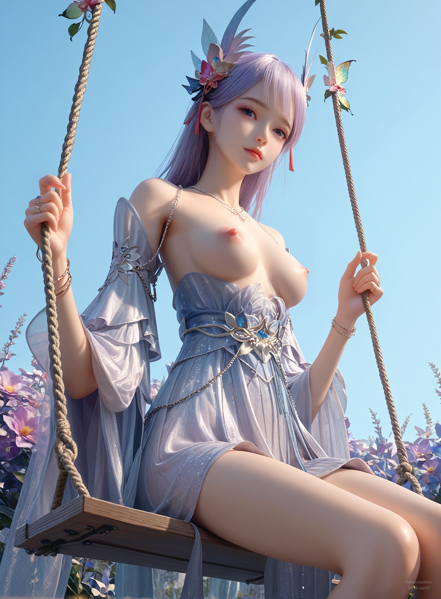 AI Nudes - 課金プレイヤー 林紫玥 紫髪仙女ドレスAIヌード画像集 105P