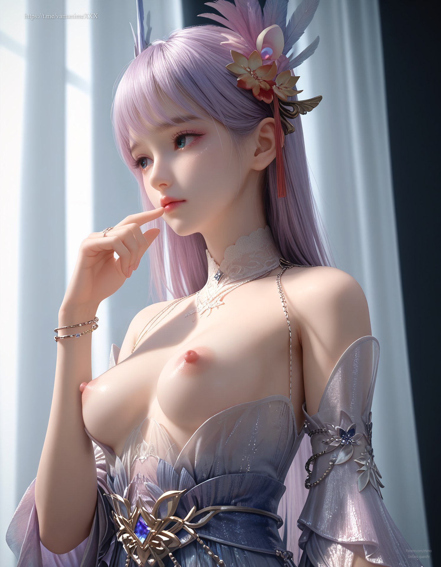 AI Nudes - 課金プレイヤー 林紫玥 紫髪仙女ドレスAIヌード画像集 105P
