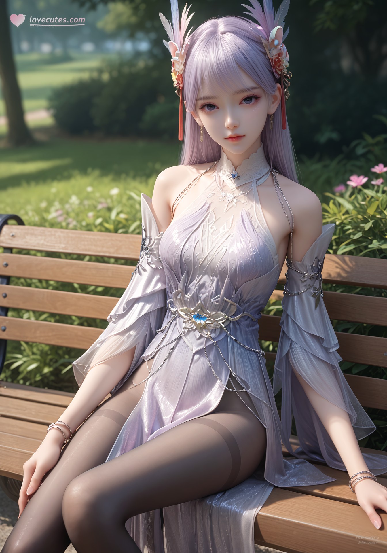 AI Nudes - 克金玩家 林紫玥：紫髮仙裙室內露穴圖集 105P