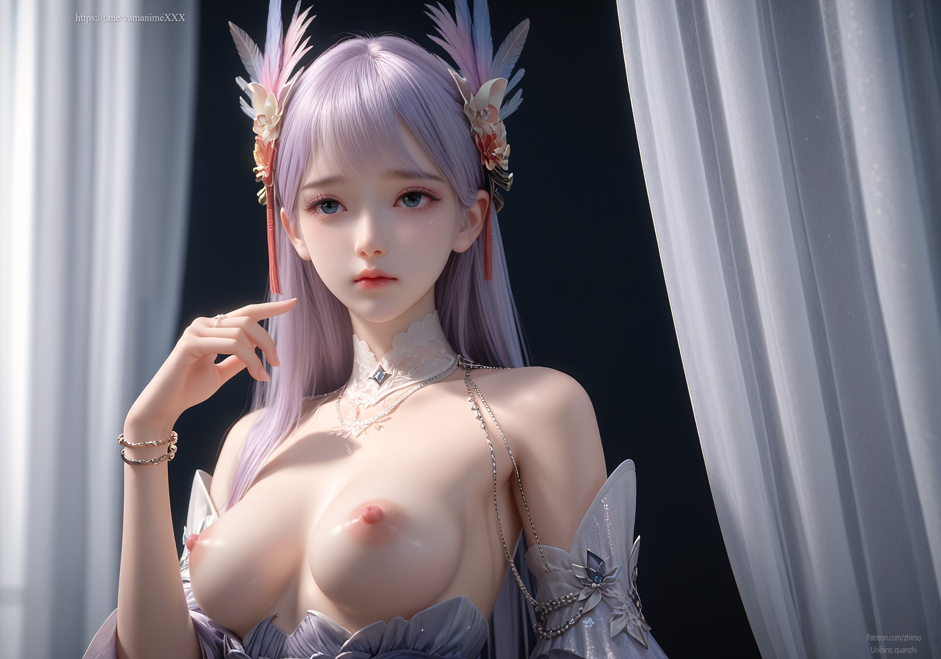 AI Nudes - 課金プレイヤー 林紫玥 紫髪仙女ドレスAIヌード画像集 105P
