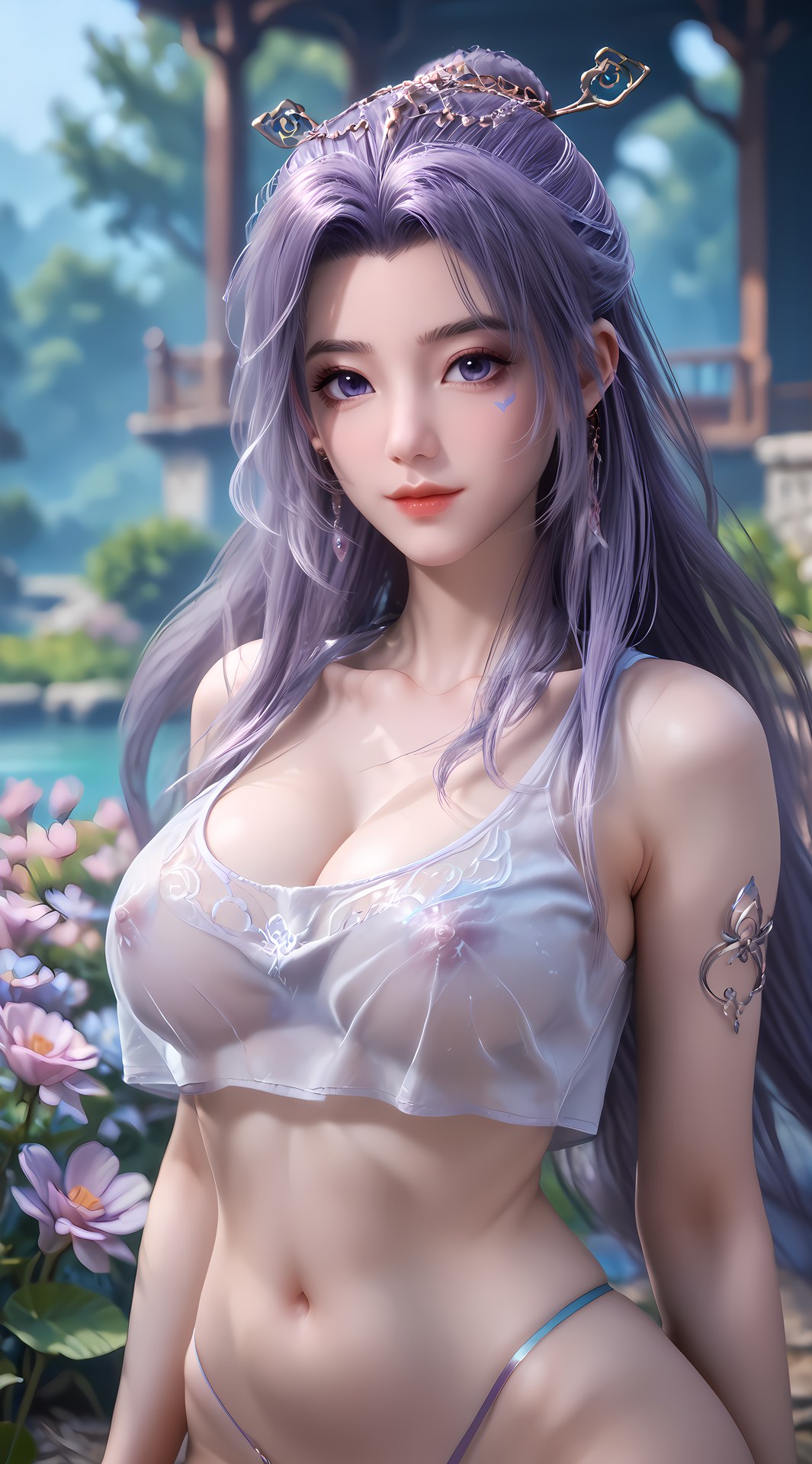 AI Nudes - 師兄啊師兄 雲霄 紫髪花園水景AIヌード画像集 91P