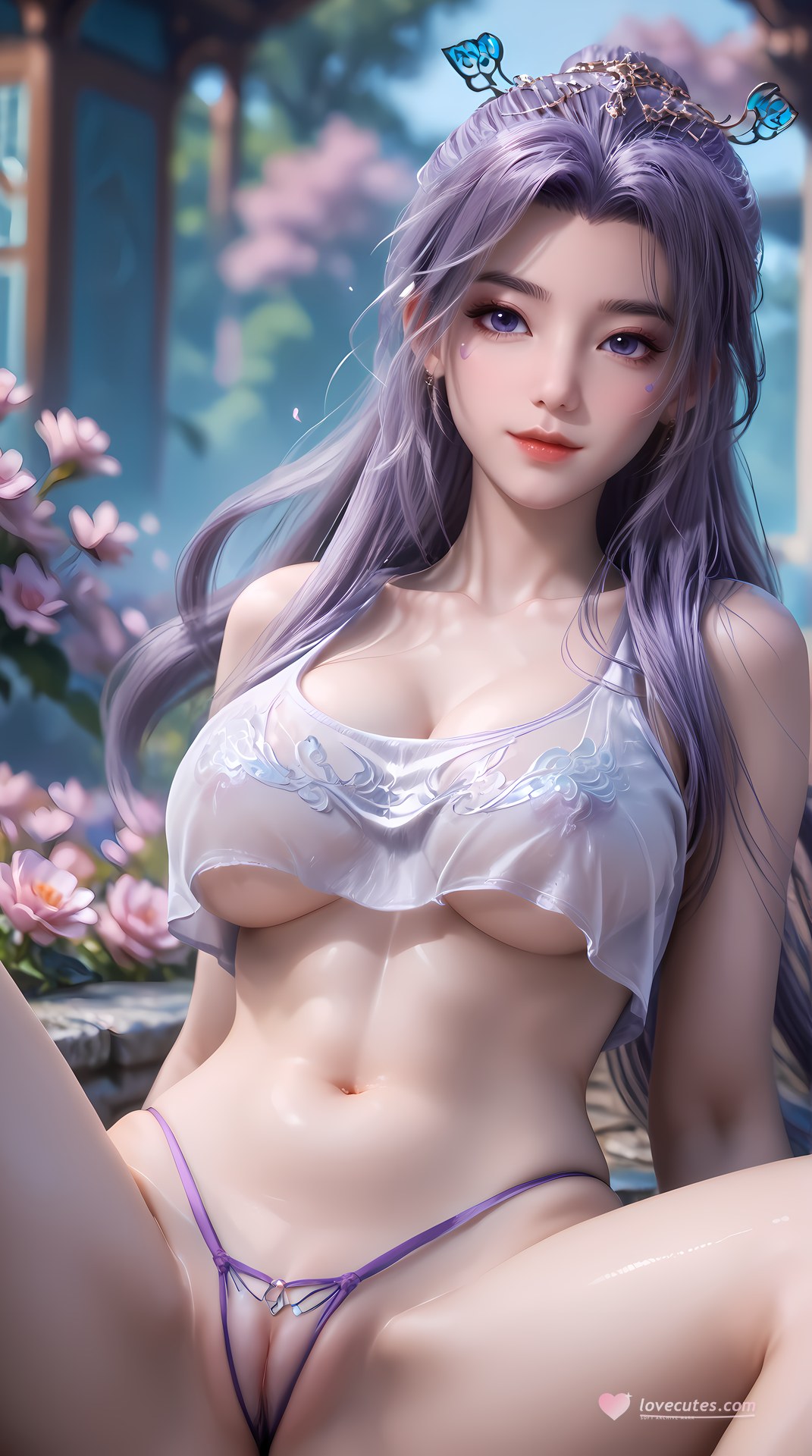 AI Nudes - 師兄啊師兄 雲霄 紫髪花園水景AIヌード画像集 91P