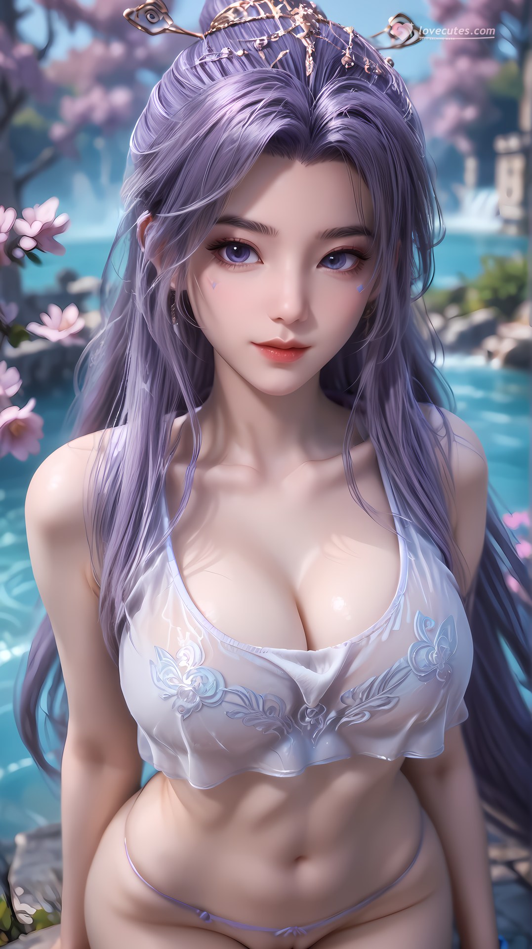 AI Nudes - 師兄啊師兄 雲霄 紫髪花園水景AIヌード画像集 91P