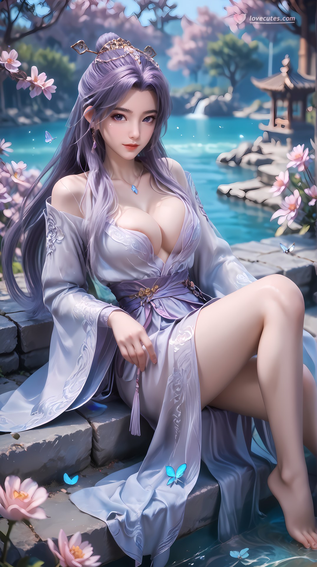 AI Nudes - 師兄啊師兄 雲霄：紫髮花園水景露穴圖集 91P
