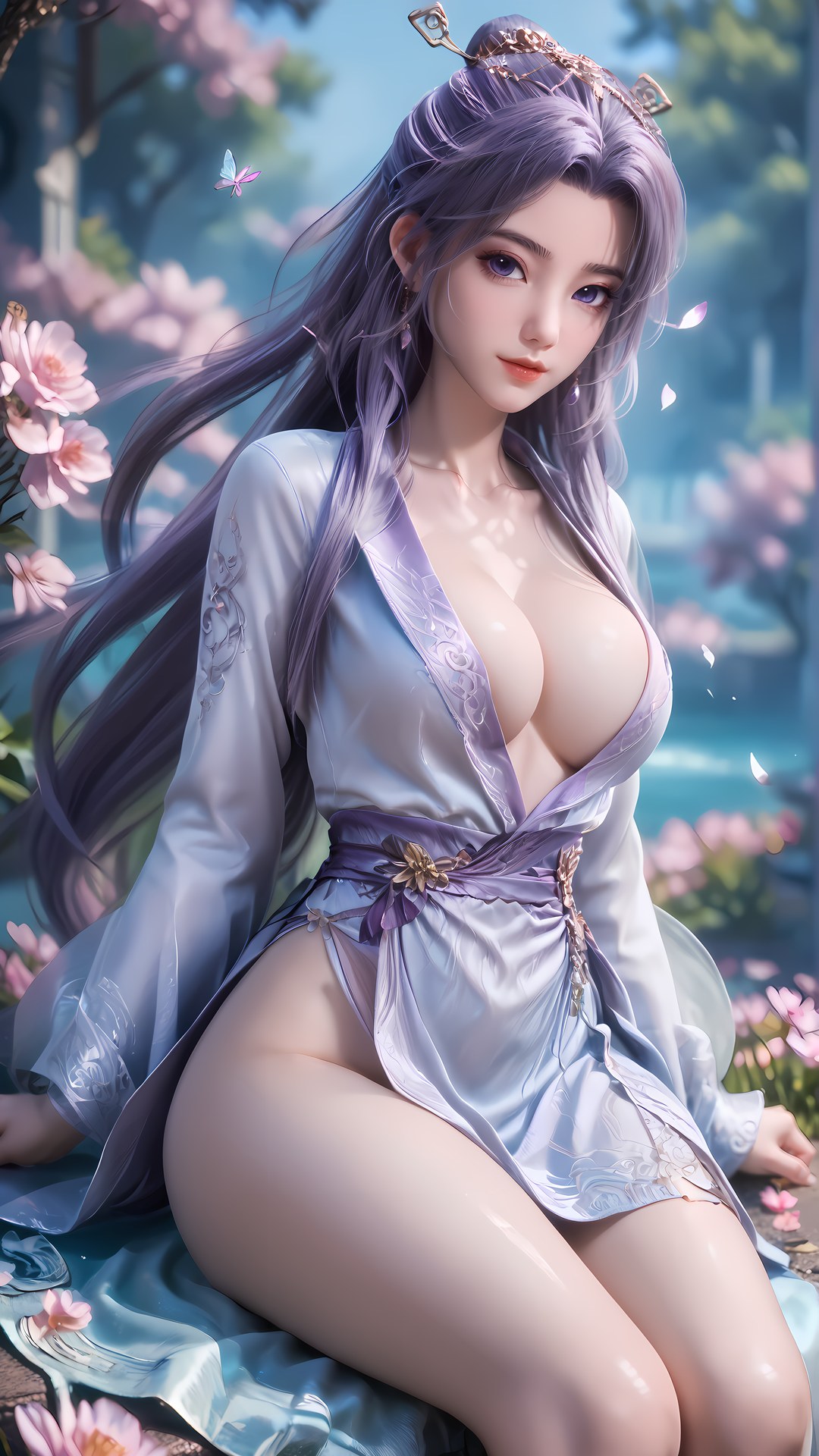 AI Nudes - 師兄啊師兄 雲霄：紫髮花園水景露穴圖集 91P