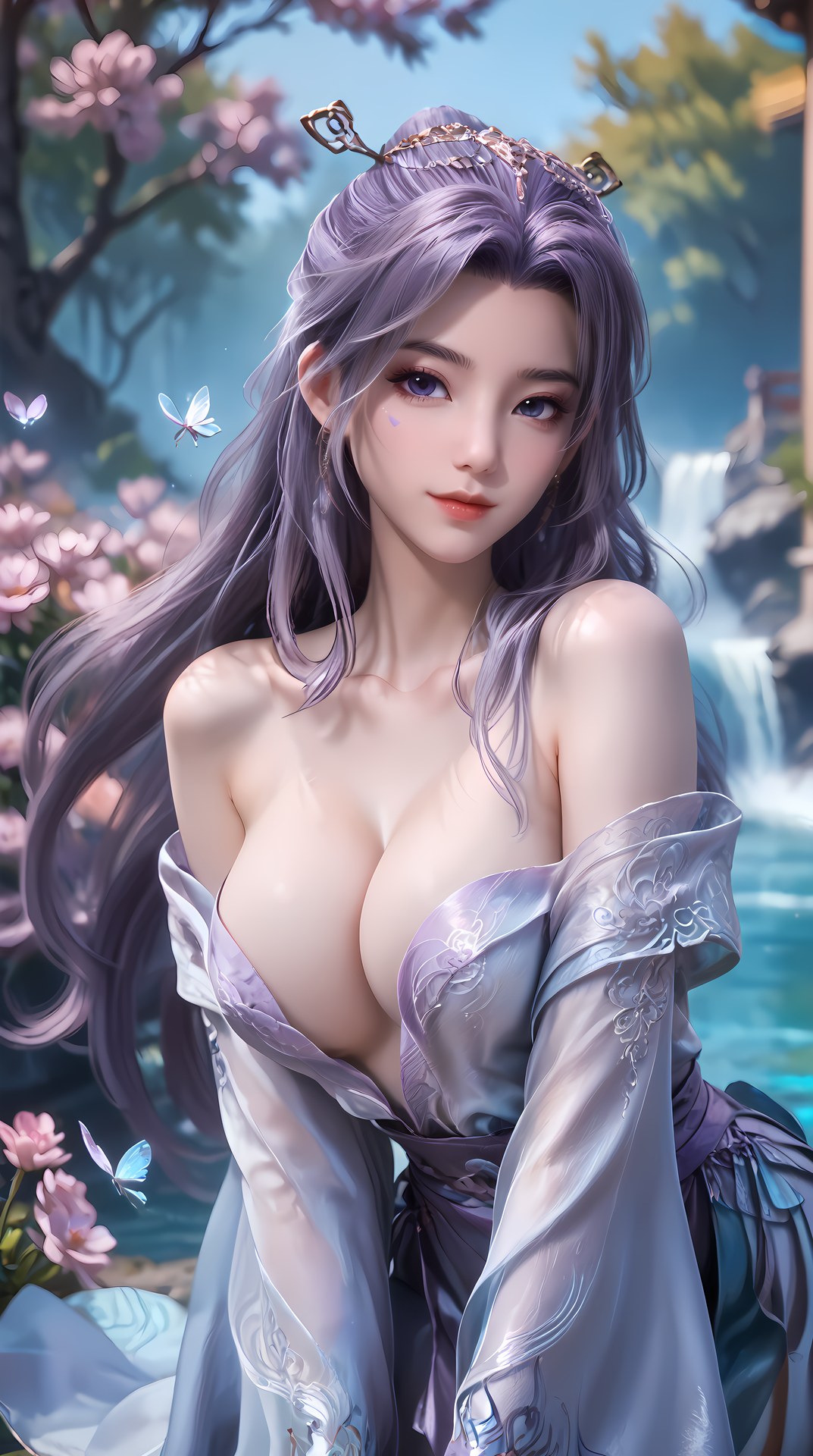 AI Nudes - 師兄啊師兄 雲霄：紫髮花園水景露穴圖集 91P