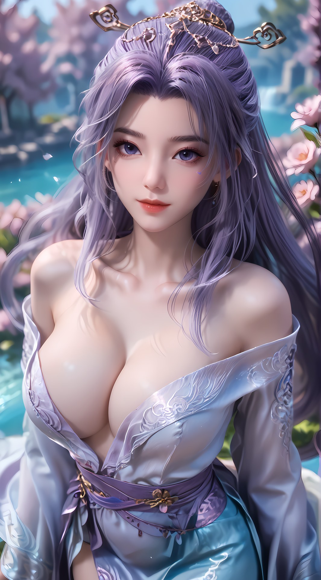 AI Nudes - 師兄啊師兄 雲霄：紫髮花園水景露穴圖集 91P
