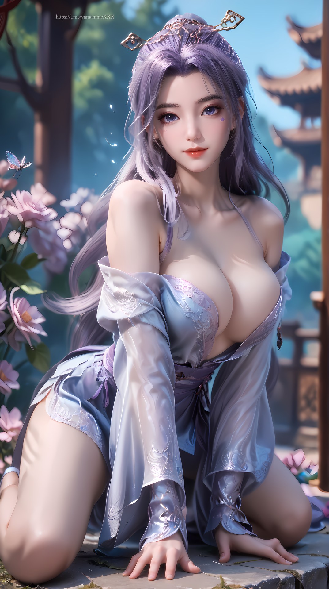 AI Nudes - 師兄啊師兄 雲霄：紫髮花園水景露穴圖集 91P