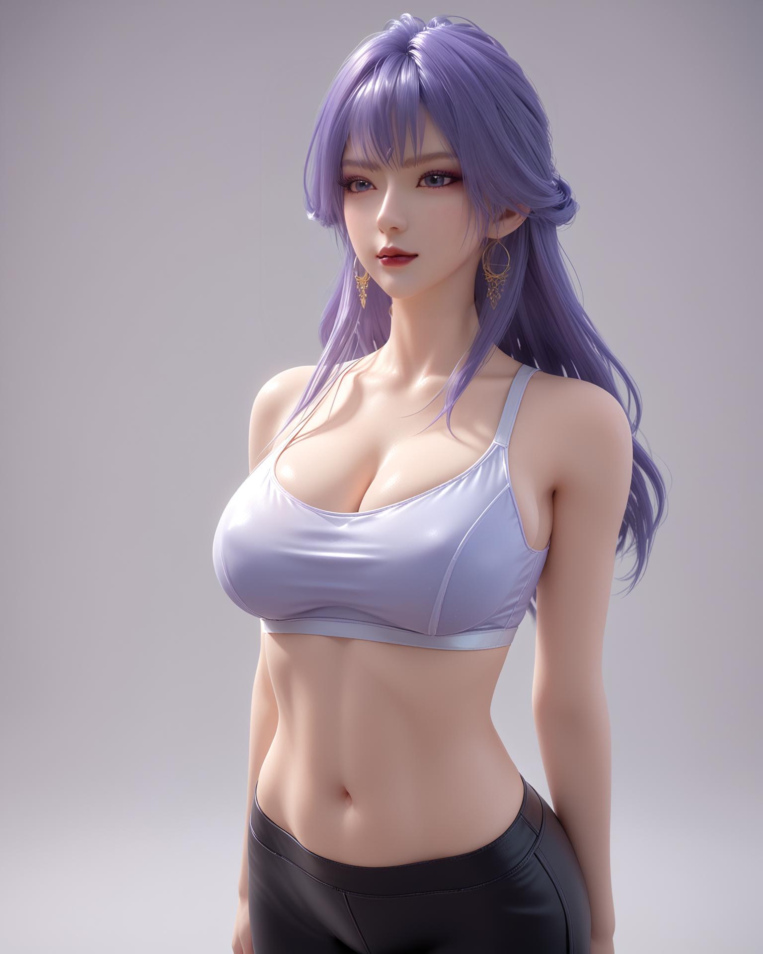 AI Nudes - Tianqiong Purple Hair Black Stockings Heels 76P