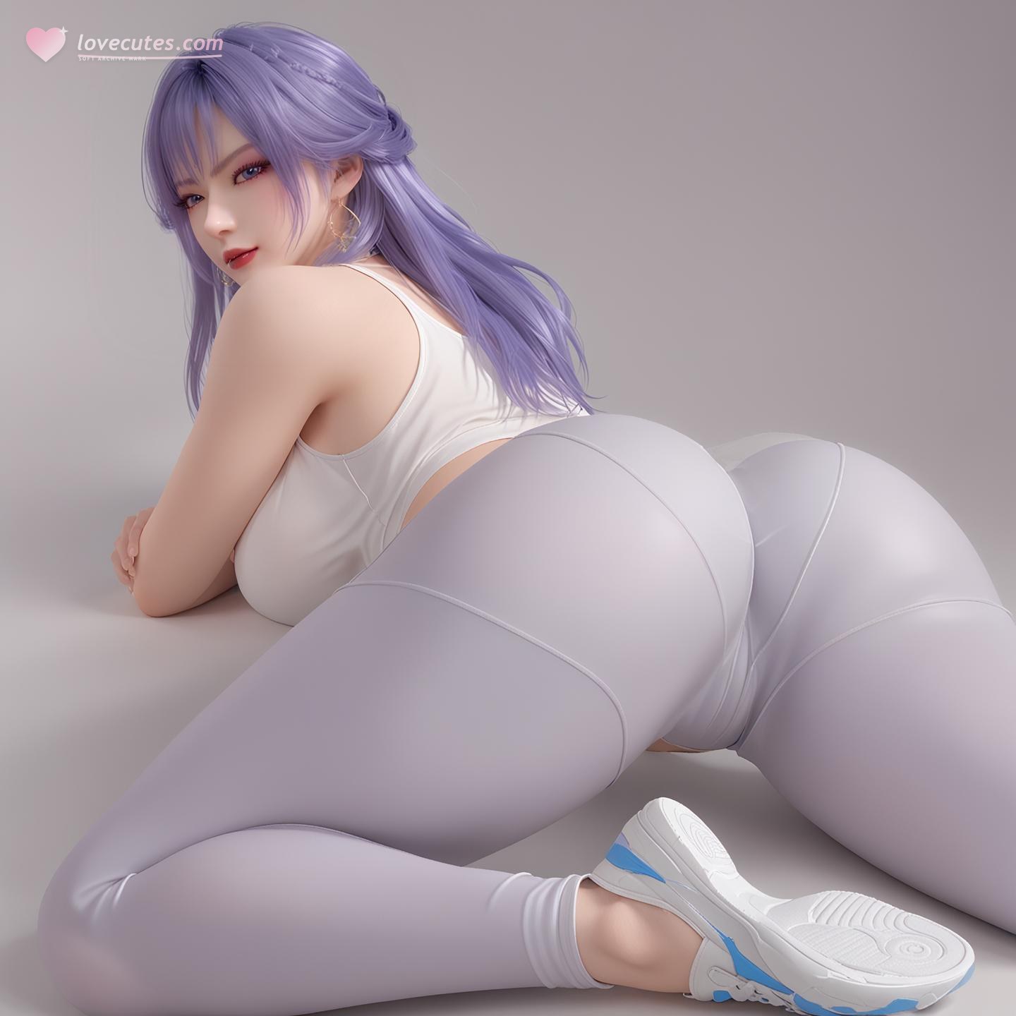 AI 누드 갤러리 - 천궁 보라 머리 검은 스타킹 하이힐 76P