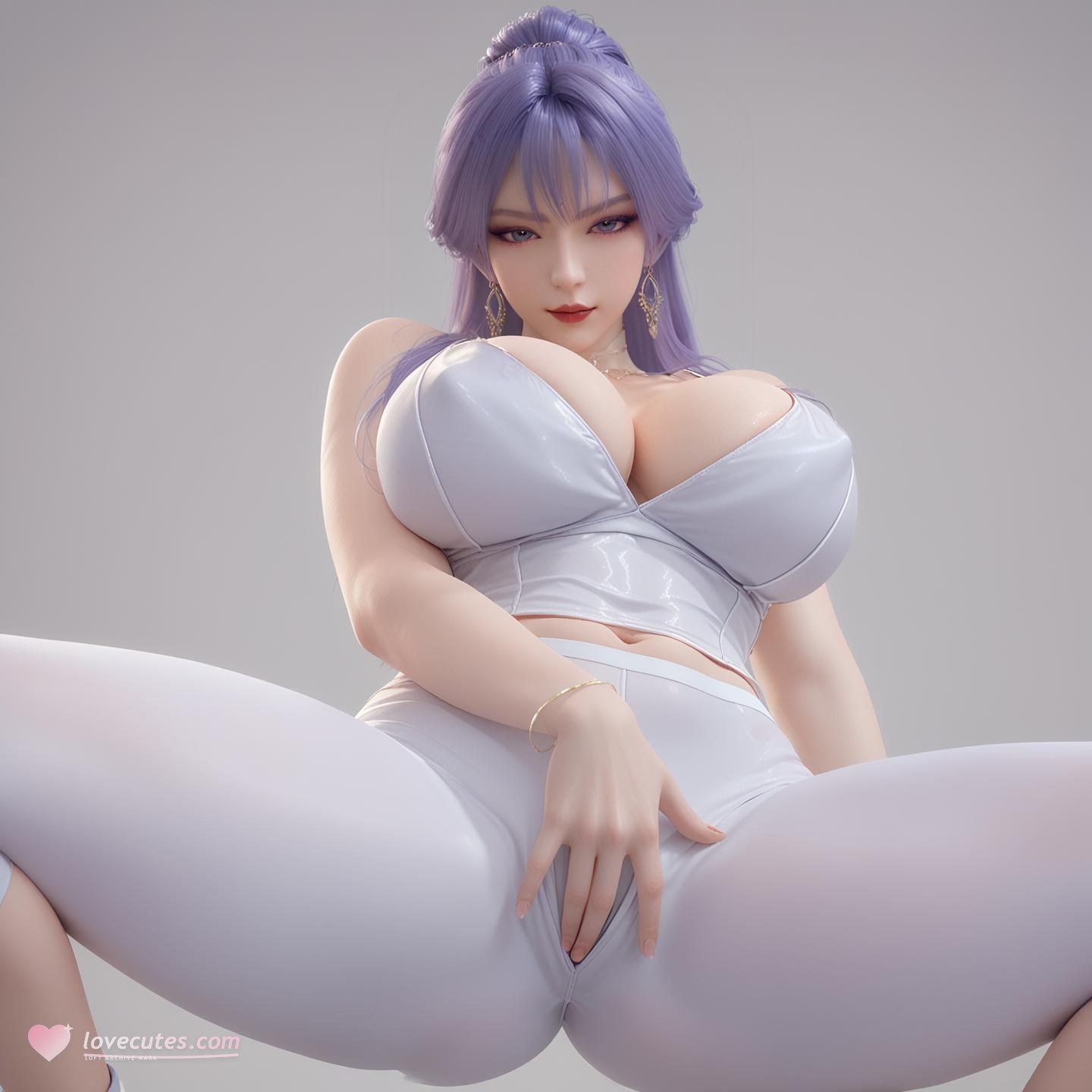 AI 누드 갤러리 - 천궁 보라 머리 검은 스타킹 하이힐 76P