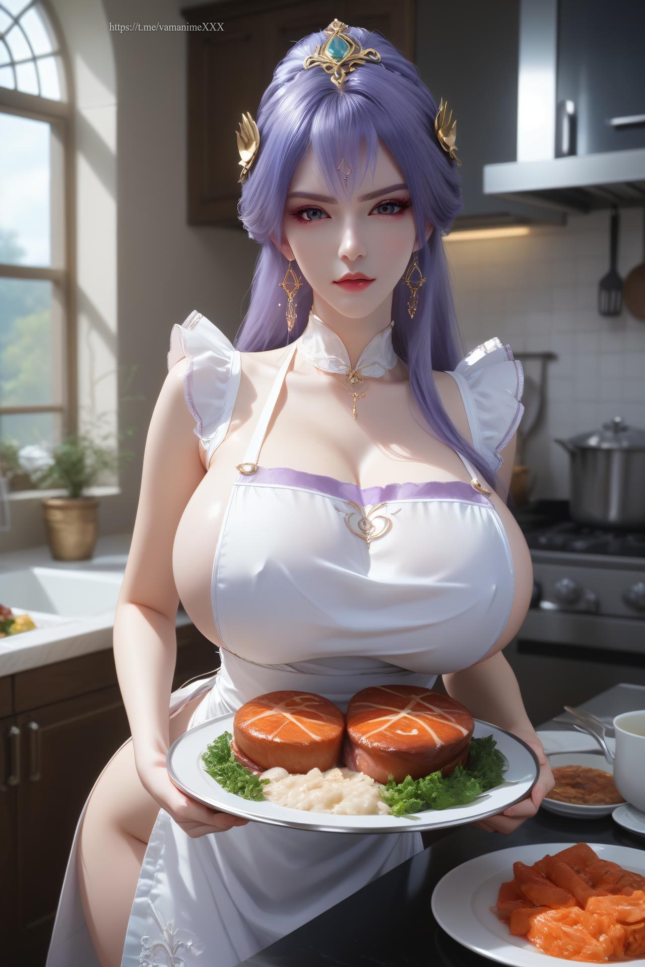 AI Nudes - Tianqiong Purple Hair Black Stockings Bedroom 48P