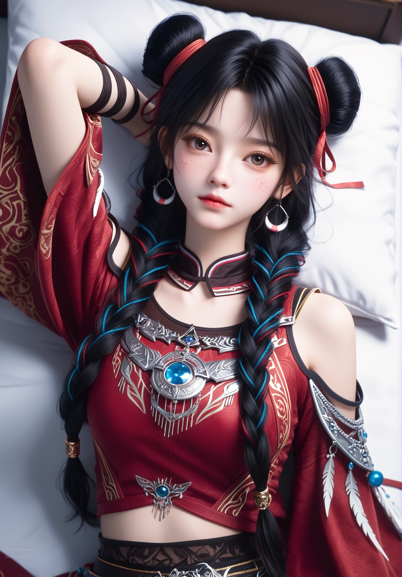 AI Nudes - Ze Tian Ji Bai Luoheng Red Outfit Gallery 105P