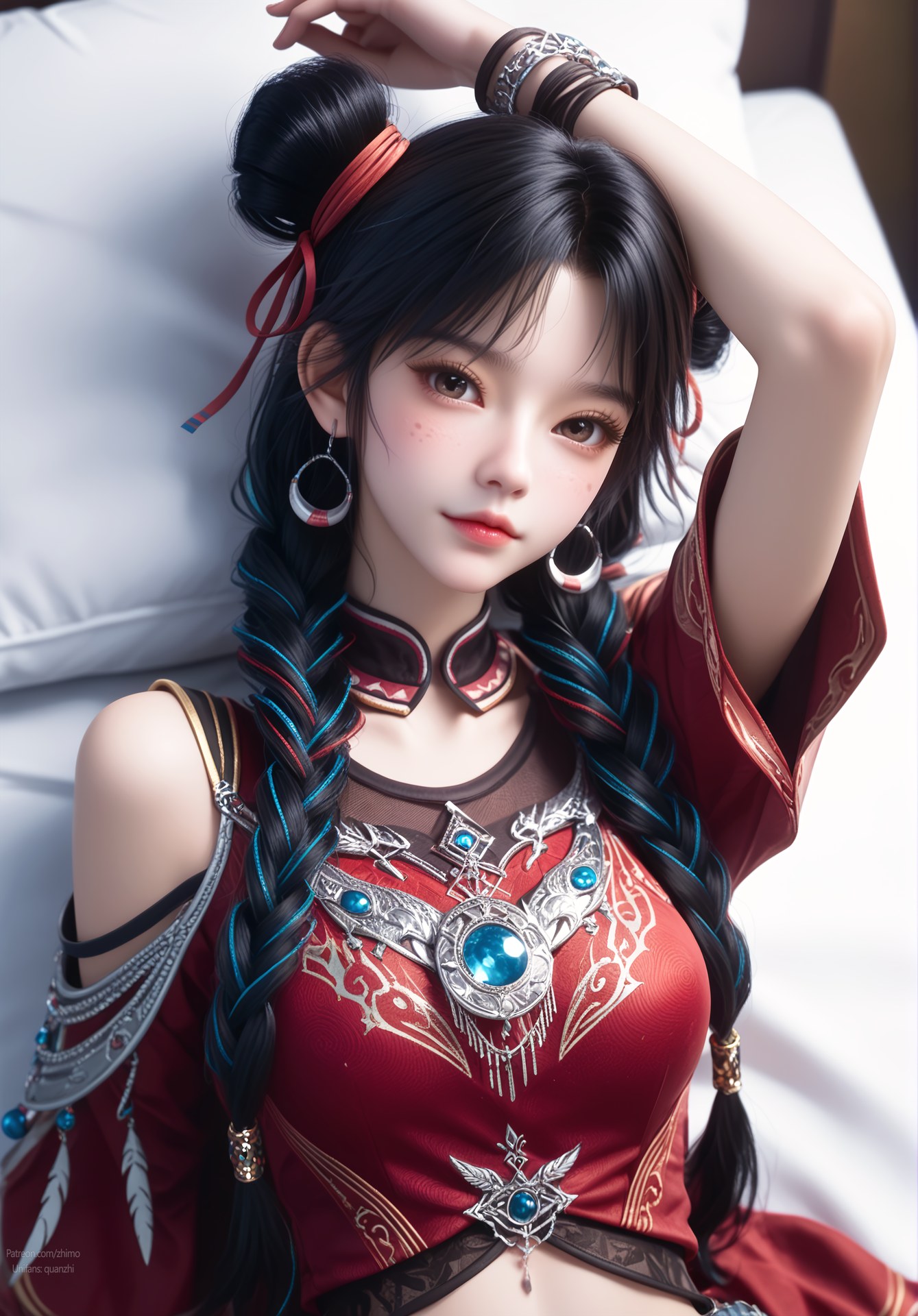 AI Nudes - Ze Tian Ji Bai Luoheng Red Outfit Gallery 105P