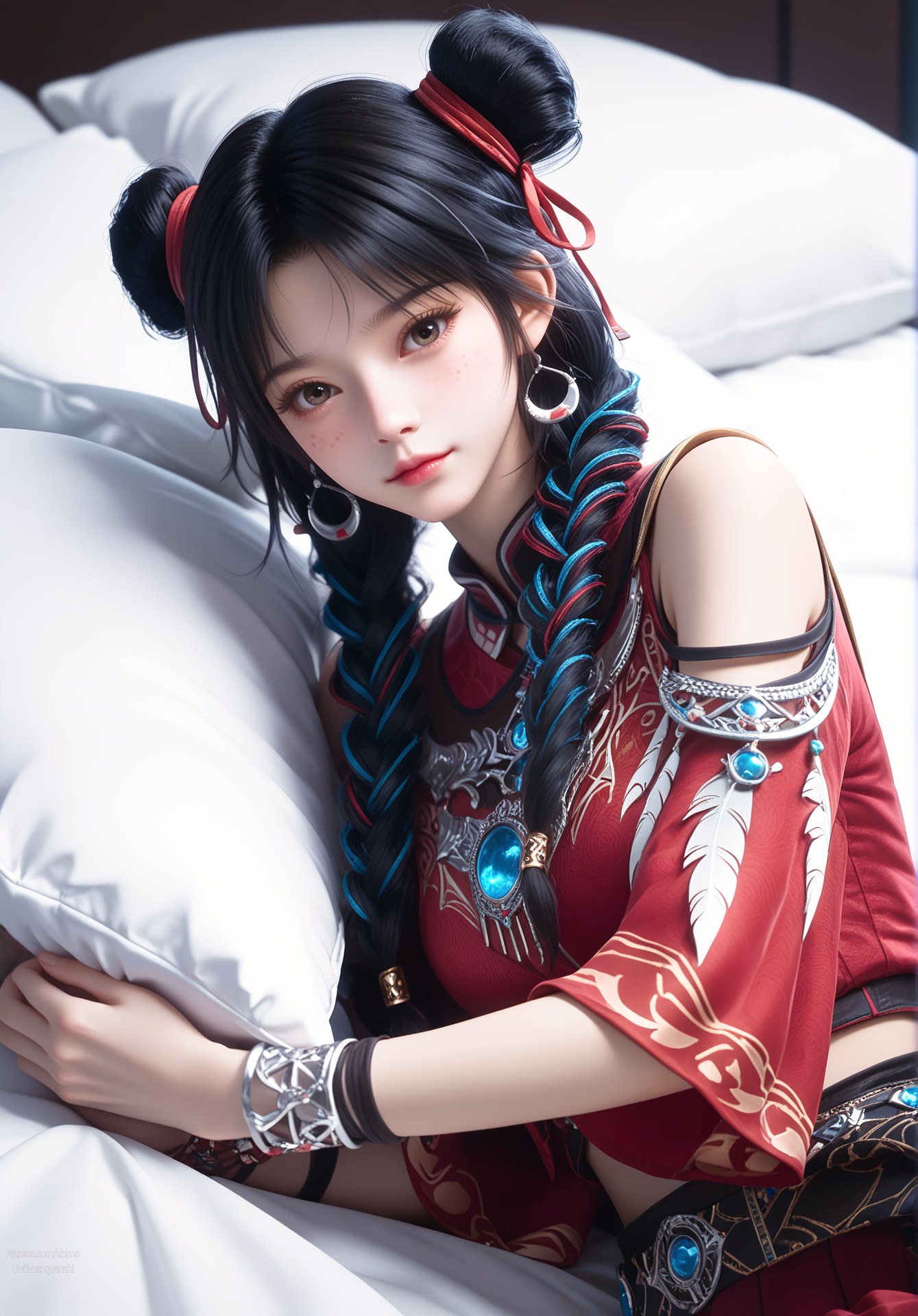 AI Nudes - Ze Tian Ji Bai Luoheng Red Outfit Gallery 105P