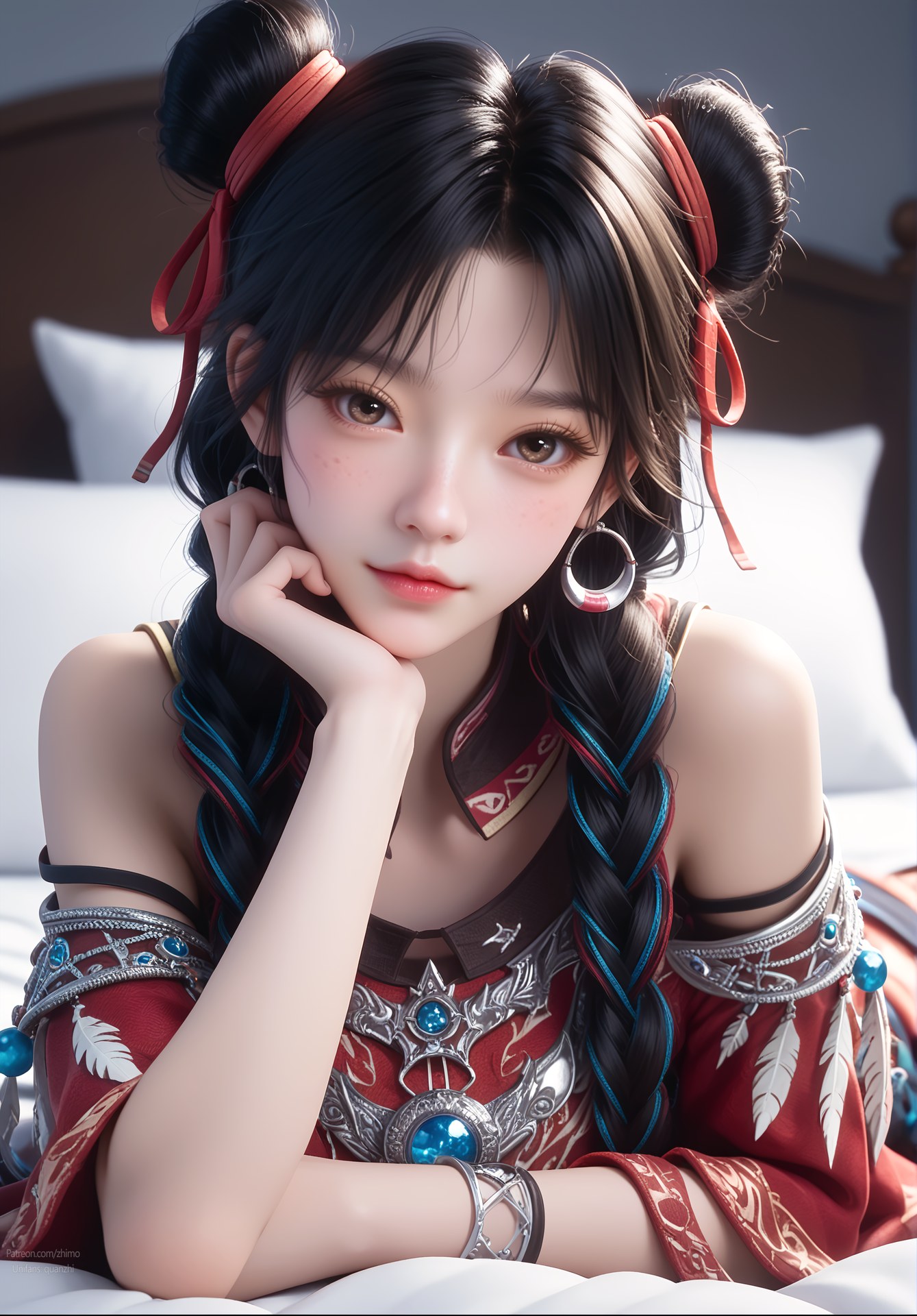 AI Nudes - Ze Tian Ji Bai Luoheng Red Outfit Gallery 105P