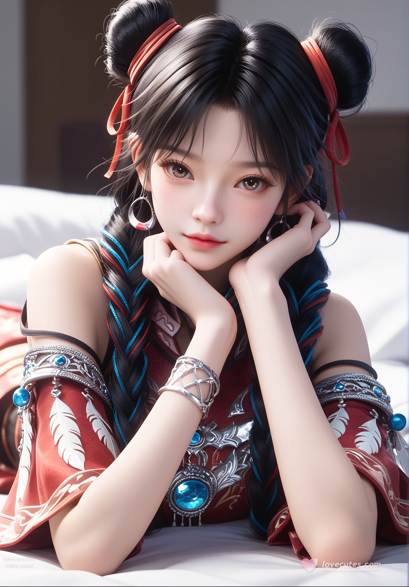 AI Nudes - Ze Tian Ji Bai Luoheng Red Outfit Gallery 105P