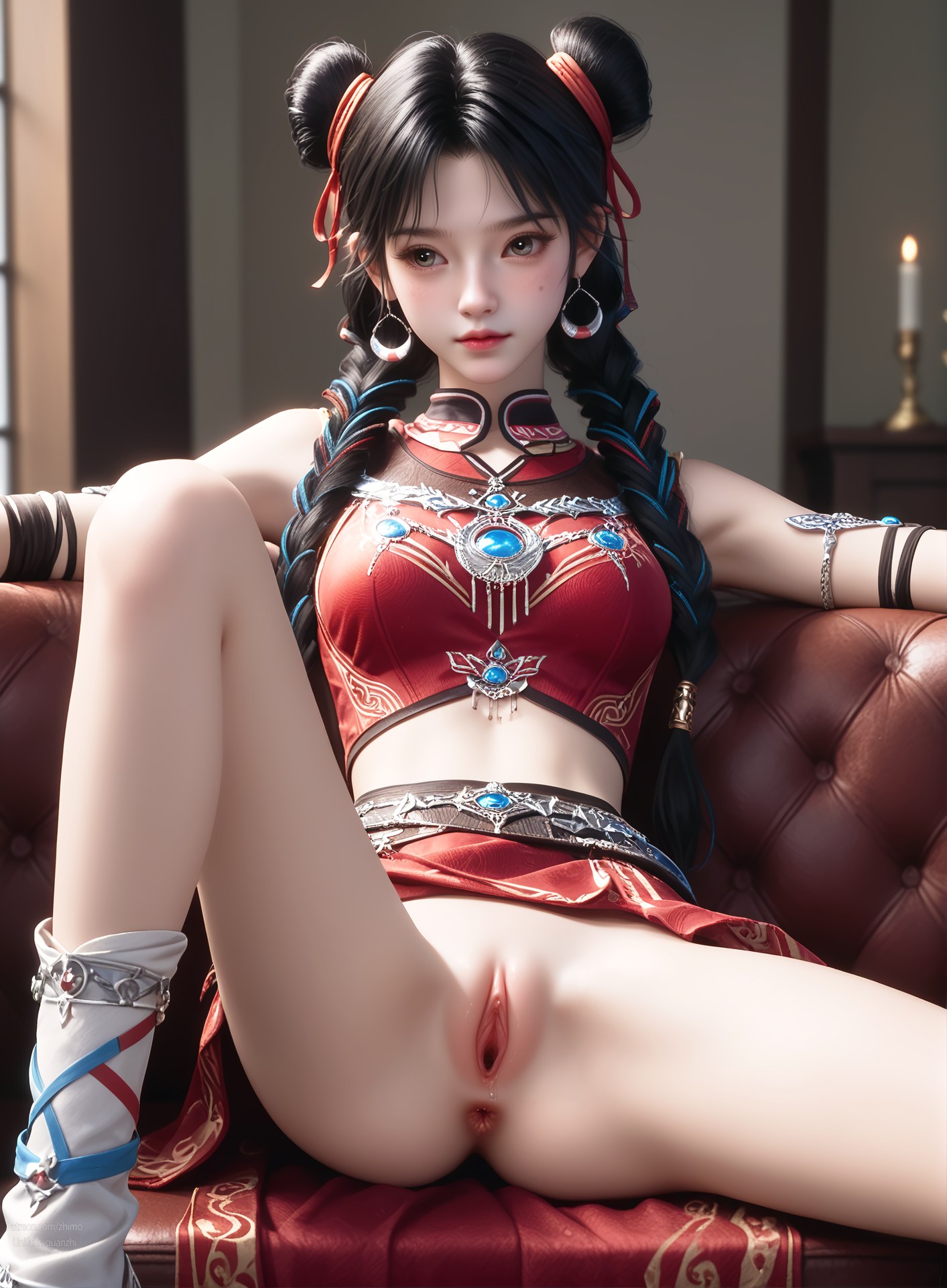 AI Nudes - Ze Tian Ji Bai Luoheng Red Outfit Gallery 105P
