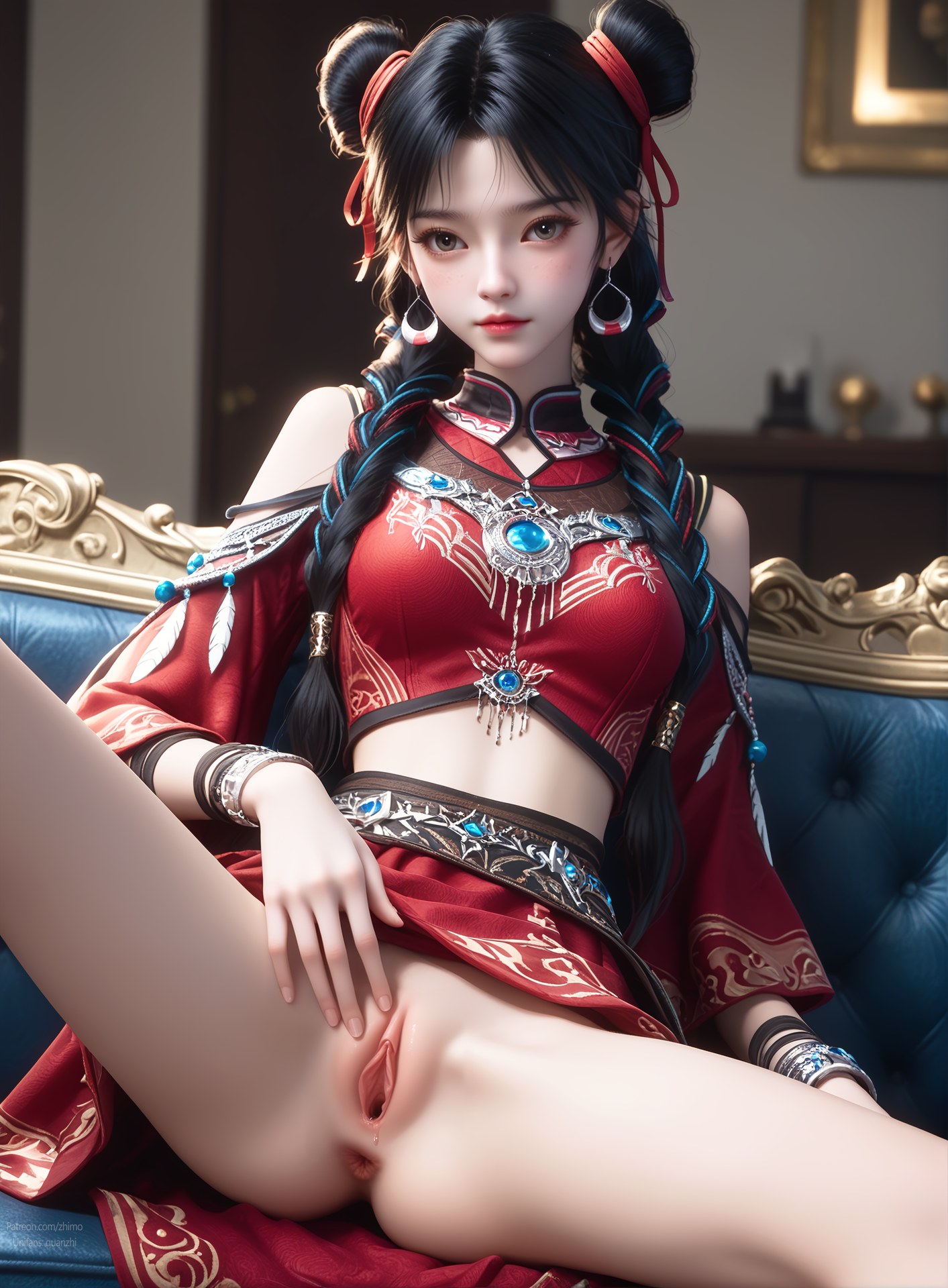 AI Nudes - Ze Tian Ji Bai Luoheng Red Outfit Gallery 105P