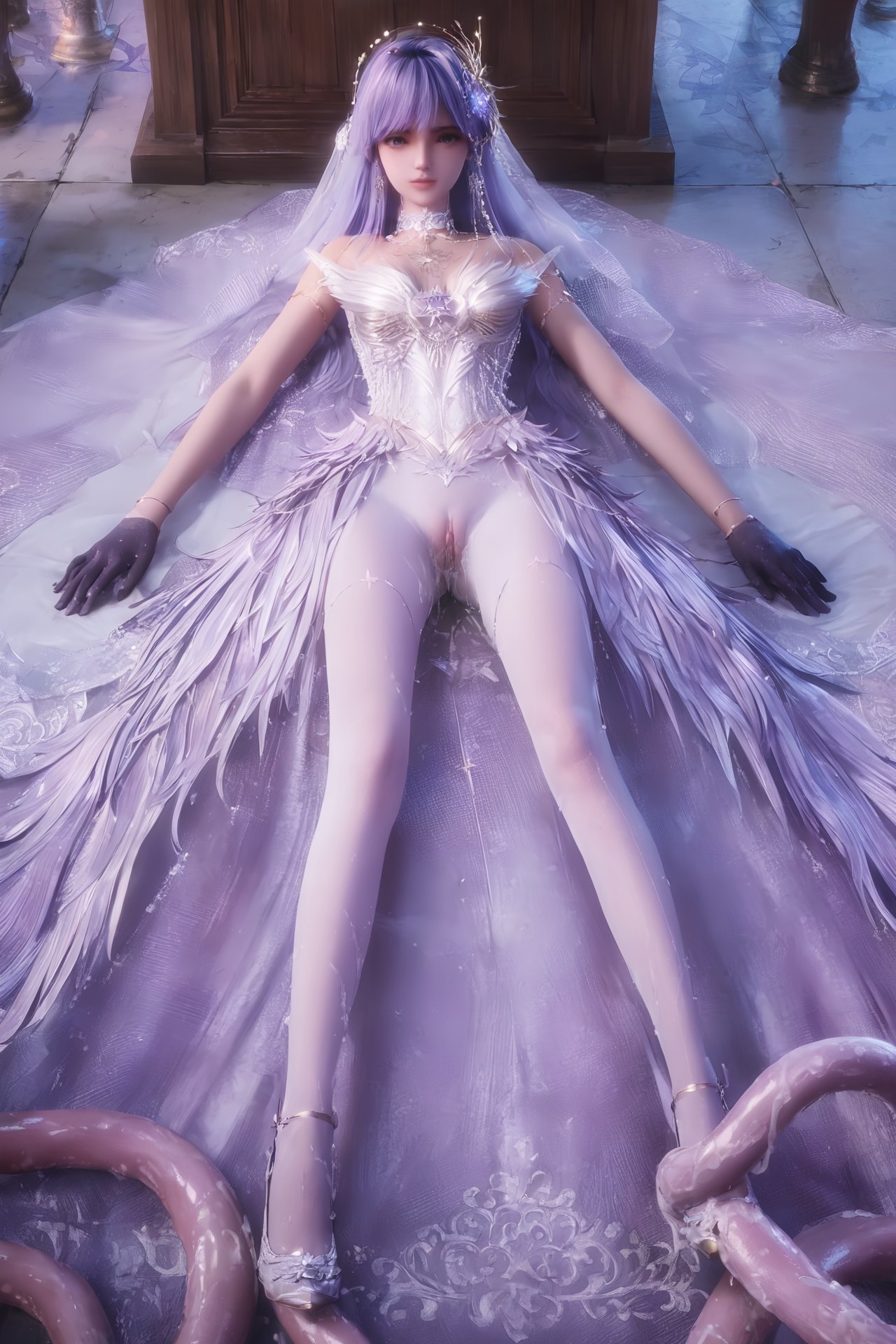 AI Porn - Throne of Seal Cai'er Wedding White Stockings Adult Gallery Part 1 250P