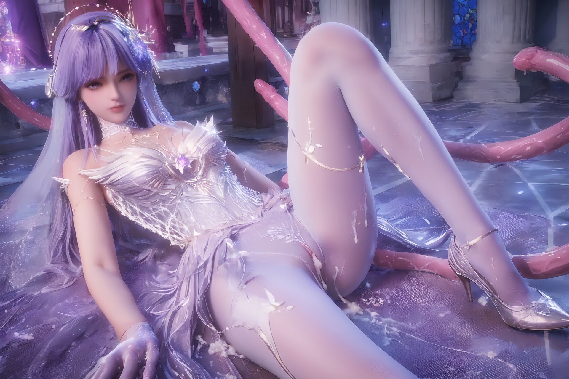 AI Porn - Throne of Seal Cai'er Wedding White Stockings Adult Gallery Part 1 250P