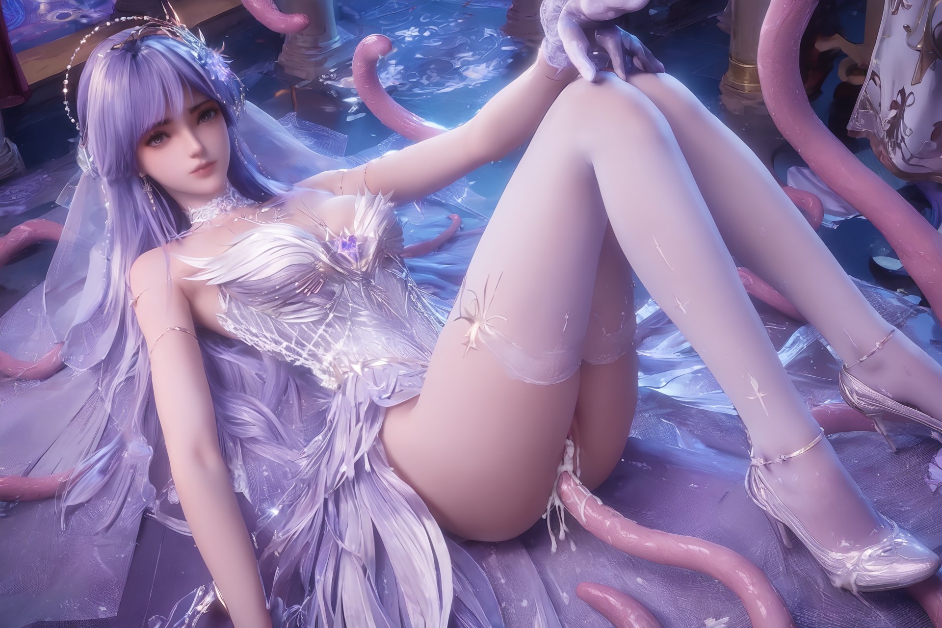 AI Porn - Throne of Seal Cai'er Wedding White Stockings Adult Gallery Part 1 250P