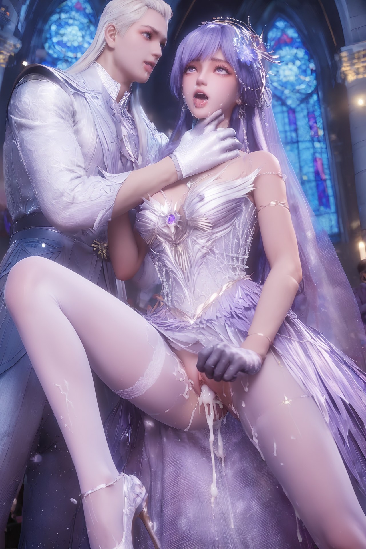 AI Porn - Throne of Seal Cai'er Wedding White Stockings Adult Gallery Part 1 250P