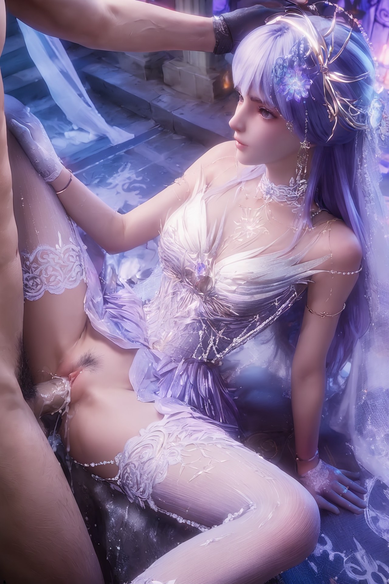 AI Porn - Throne of Seal Cai'er Wedding White Stockings Adult Gallery Part 1 250P