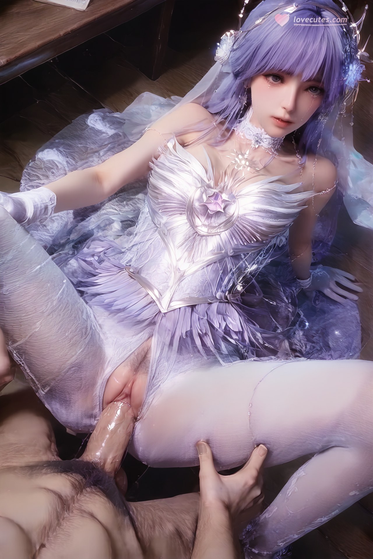 AI Porn - Throne of Seal Cai'er Wedding White Stockings Adult Gallery Part 1 250P