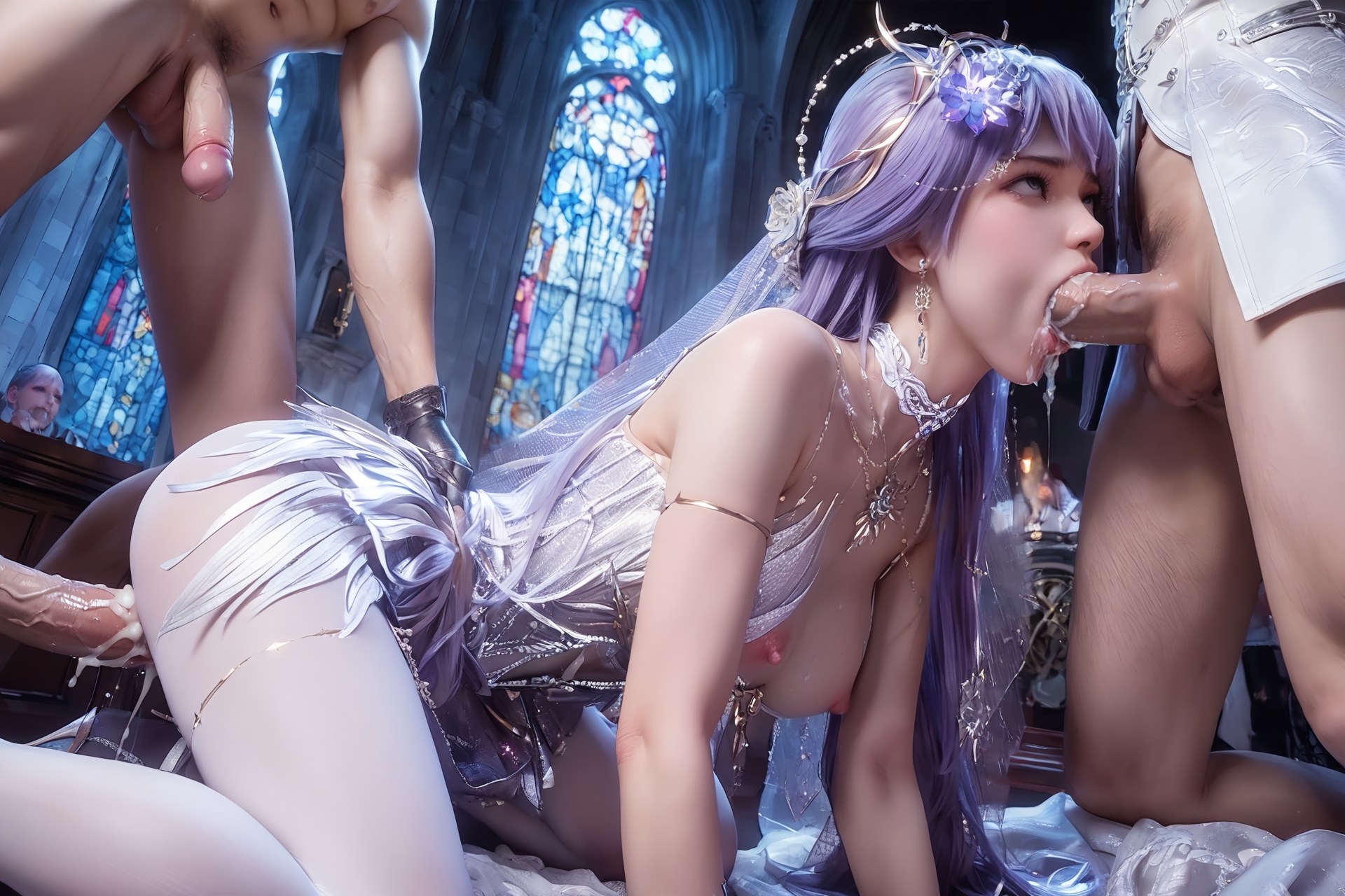 AI Porn - Throne of Seal Cai'er Wedding White Stockings Adult Gallery Part 4 250P