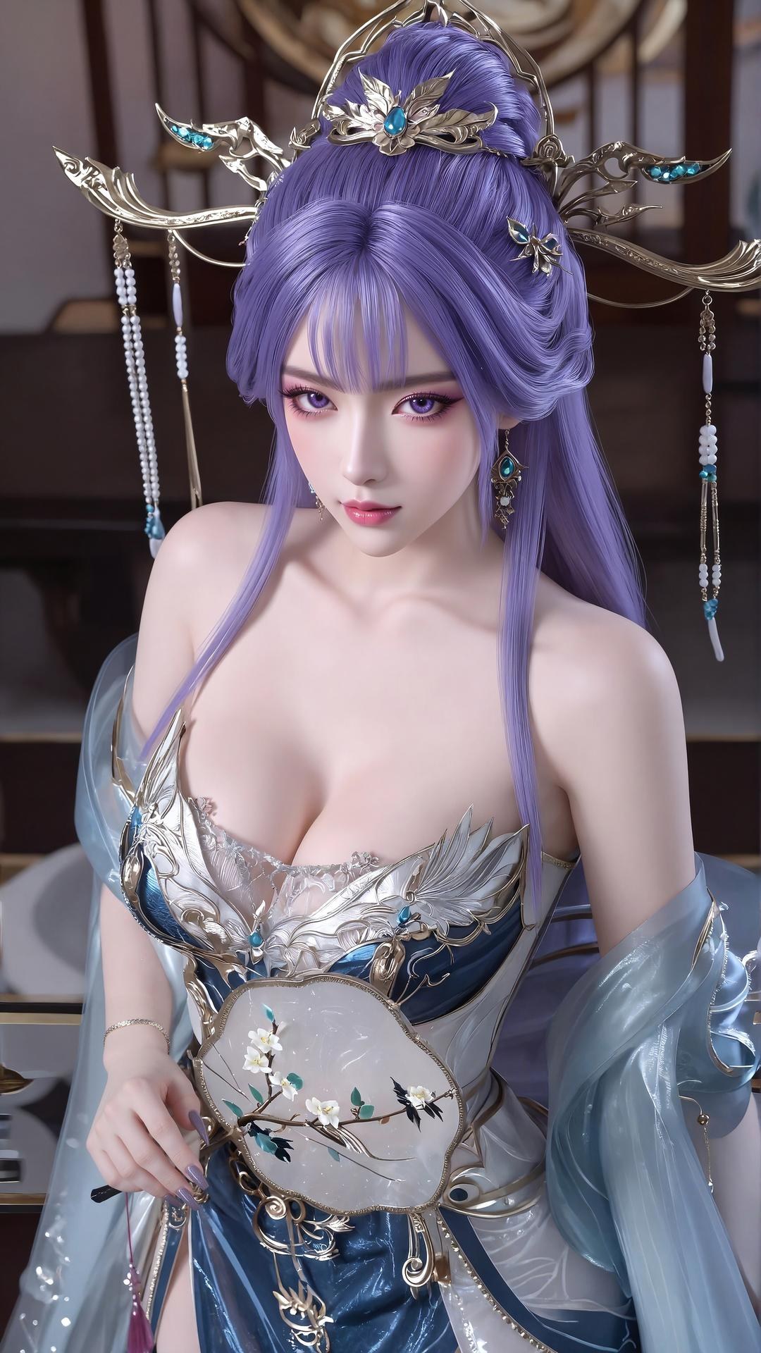 AI Porn - Xin Tianqiong Purple Hair Black Stockings Lingerie Gallery 59P