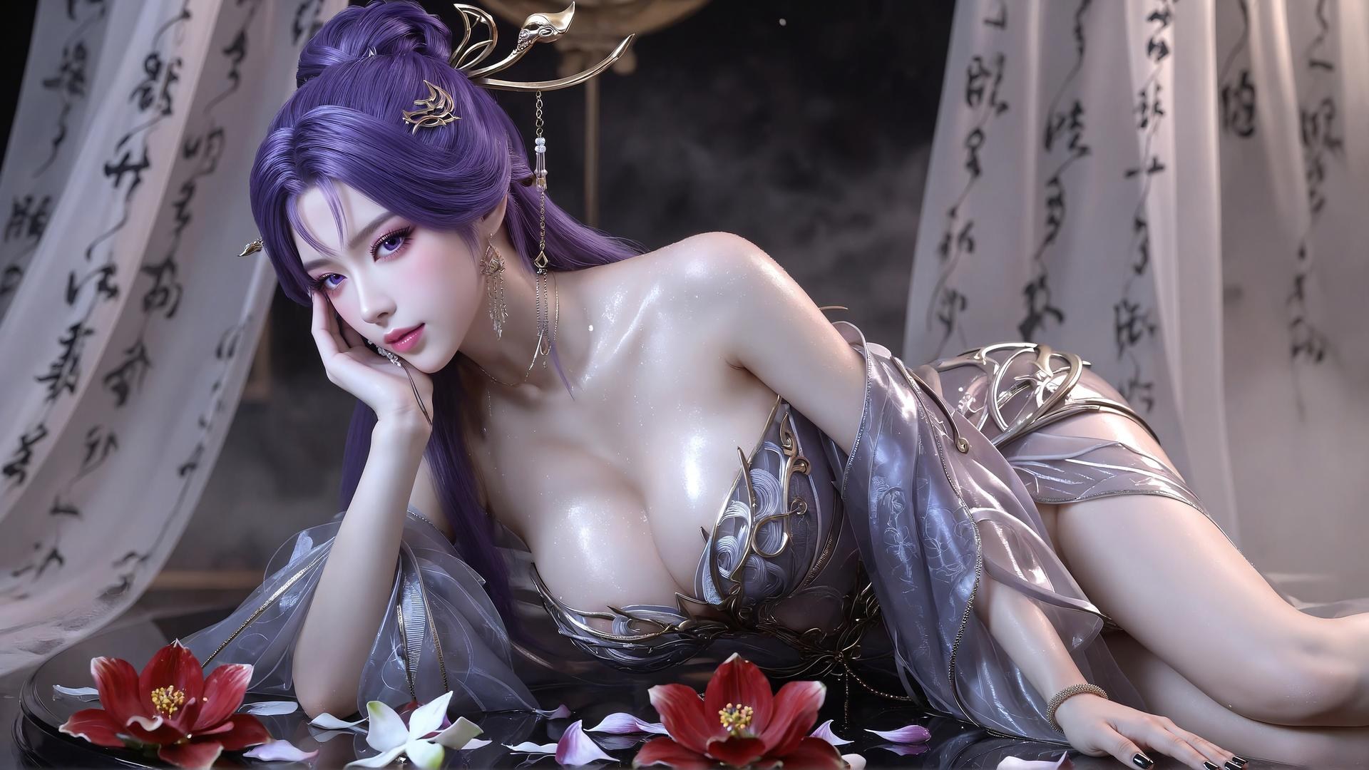 AI Porn - 신천궁 보라 머리 블랙 스타킹 란제리 AI 성인 이미지 갤러리 59P