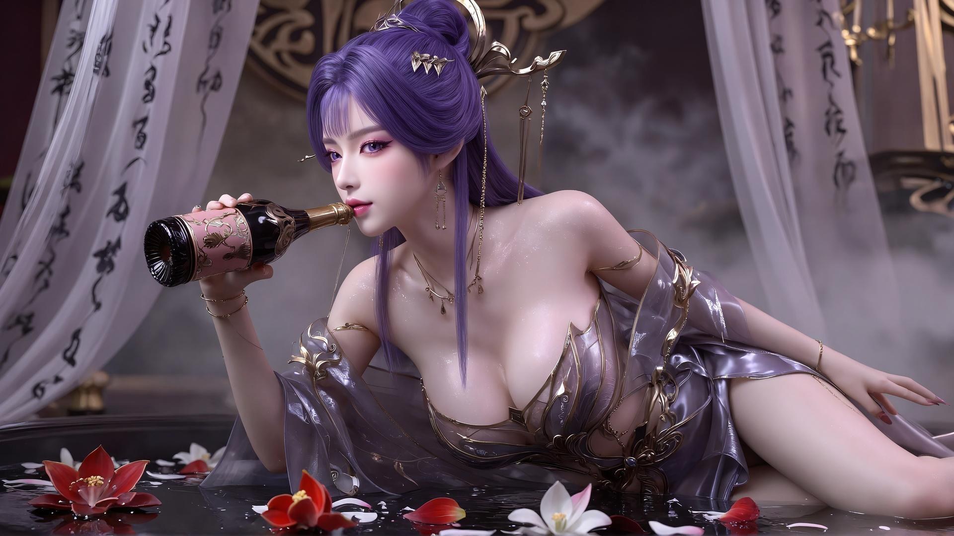 AI Porn - 신천궁 보라 머리 블랙 스타킹 란제리 AI 성인 이미지 갤러리 59P